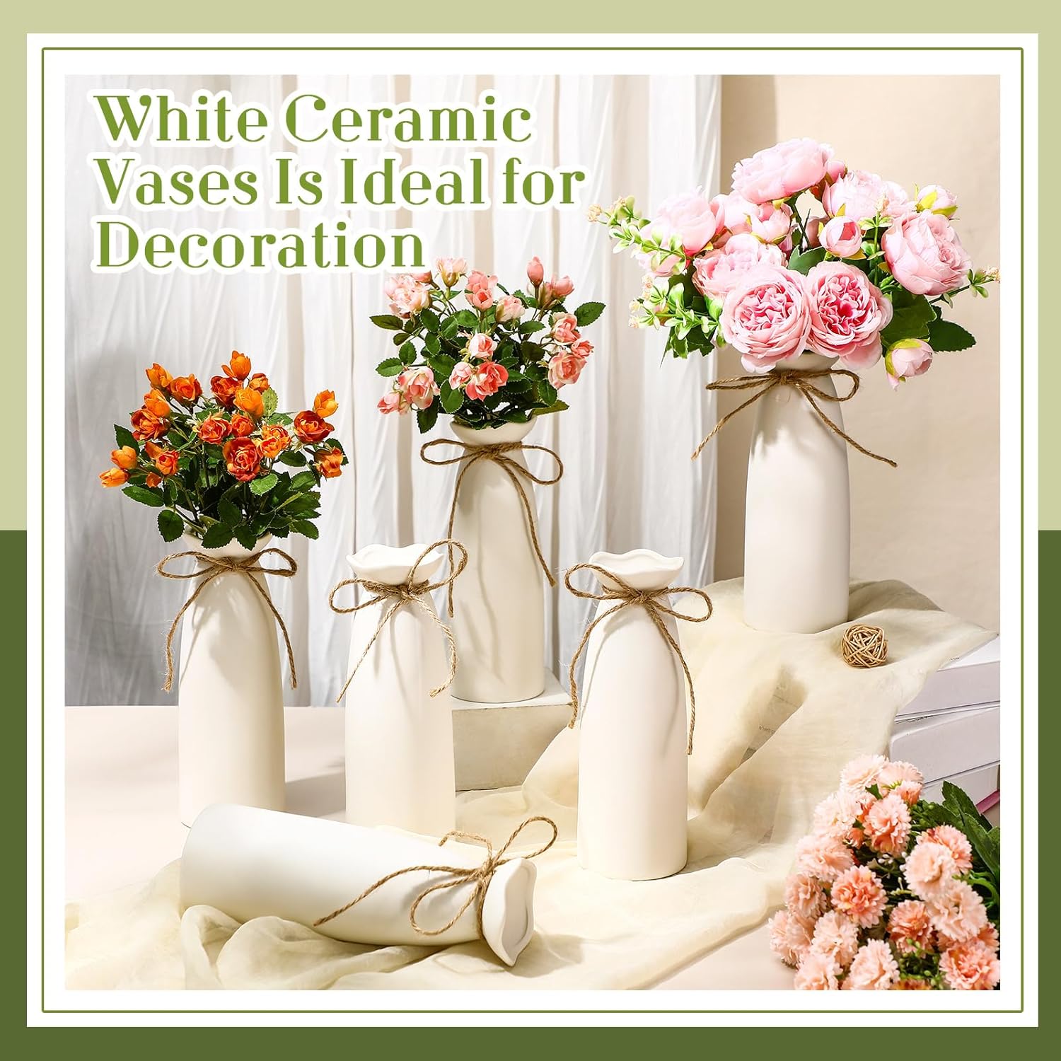 Ceramic Bud Vase / Fashionable / White / Set of 8