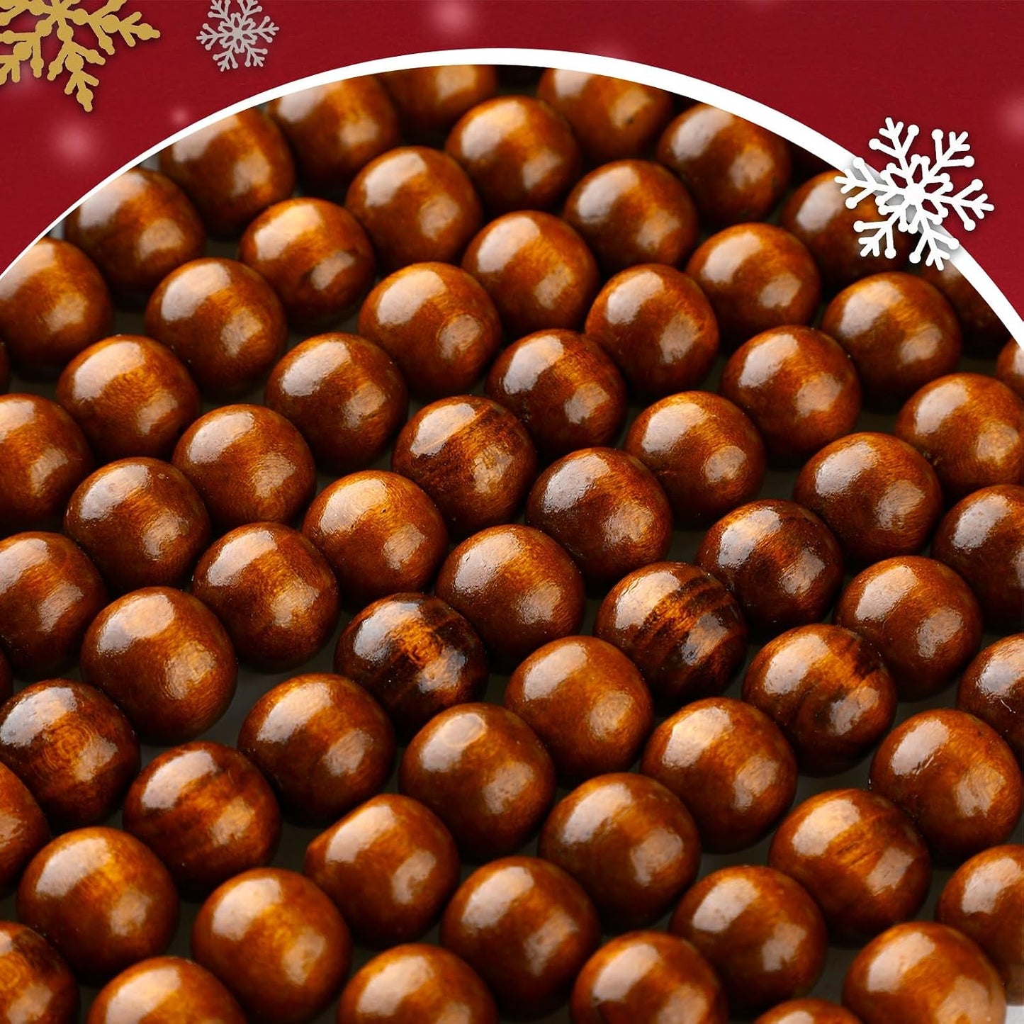 Giegxin 2 Pcs Wood Brown Christmas Bead Garland 66 Feet in Total Farmhouse | Rustic Wooden Beaded Garland for Tree Tier