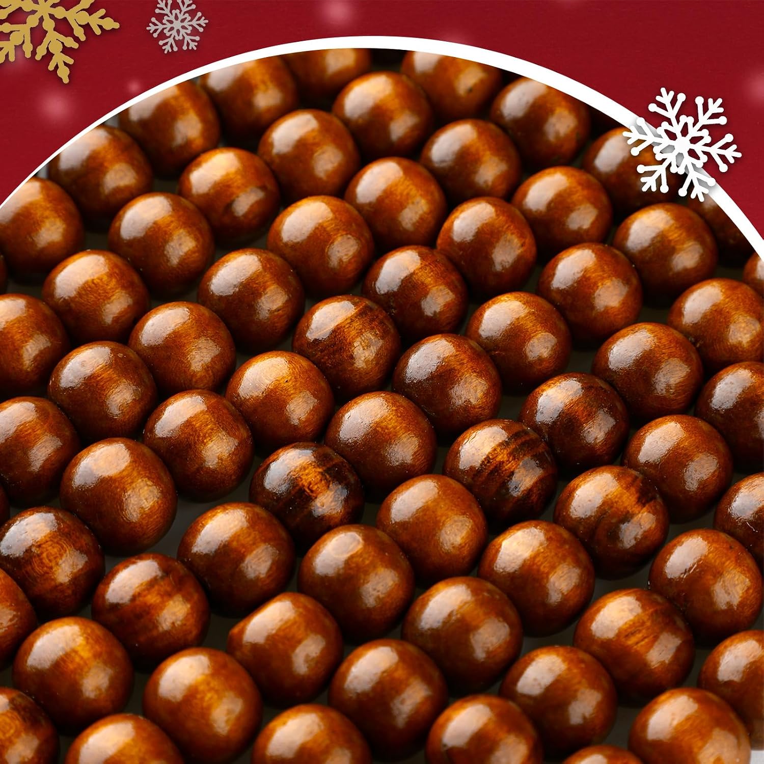 Giegxin 2 Pcs Wood Brown Christmas Bead Garland 66 Feet in Total Farmhouse | Rustic Wooden Beaded Garland for Tree Tier