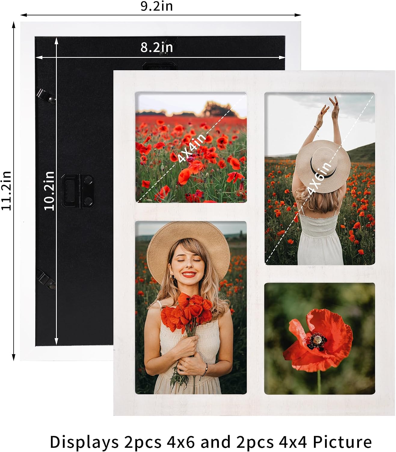 YESKAY Picture Frame Collage 4x6 and 4x4 Photos Display, 4x6 Multiple Photo Collage Frames with Tempered Glass, Family