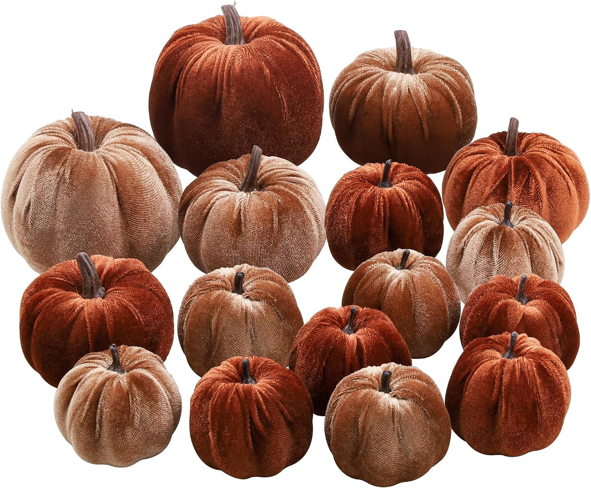 Lighted Fall Pumpkin Decor 2 Pack Rattan Pumpkins with Velvet Bow