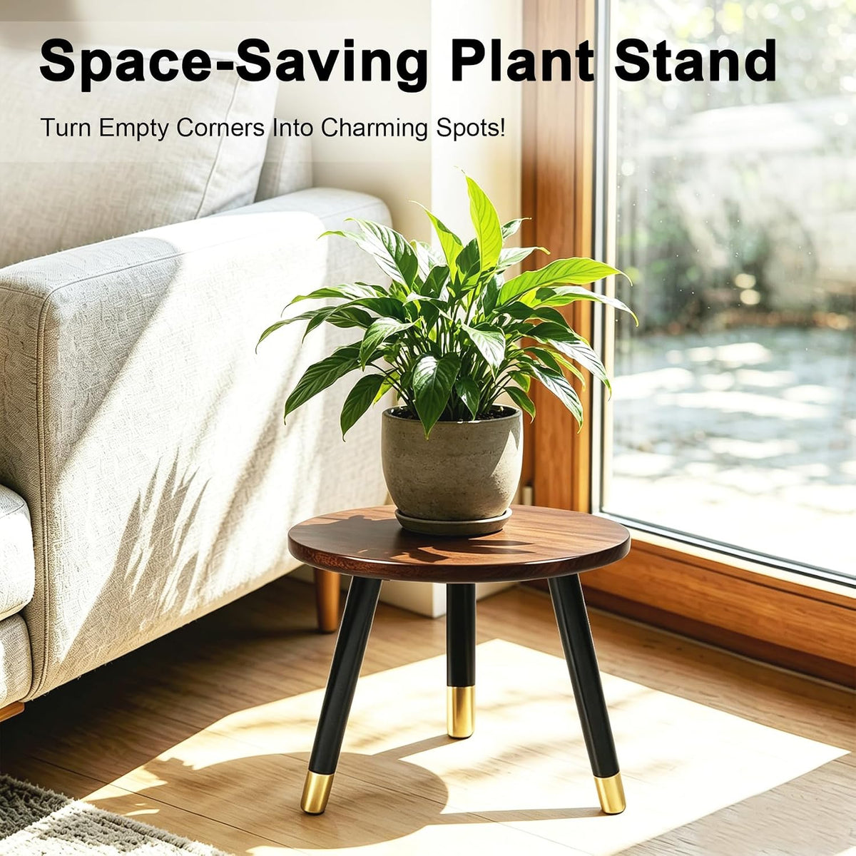 2-Pack Mid Century Plant Stand for Indoor Plants, Modern Wood Flower Pot Holder Stand for Living Room, Decorative Small