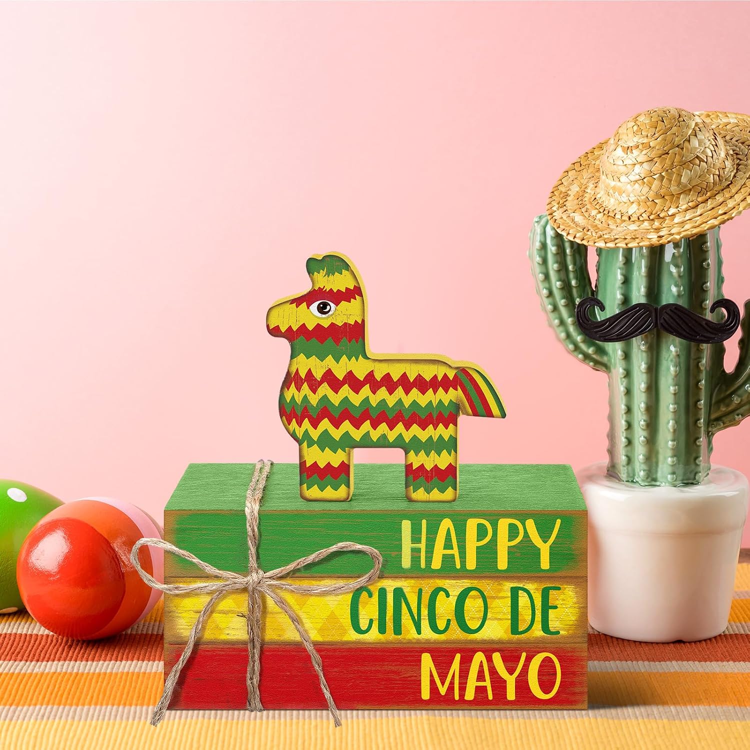 Decorations Wooden Mexican Table Decor Decorative Books Stack Signs / Cinco De Mayo / Set of 4
