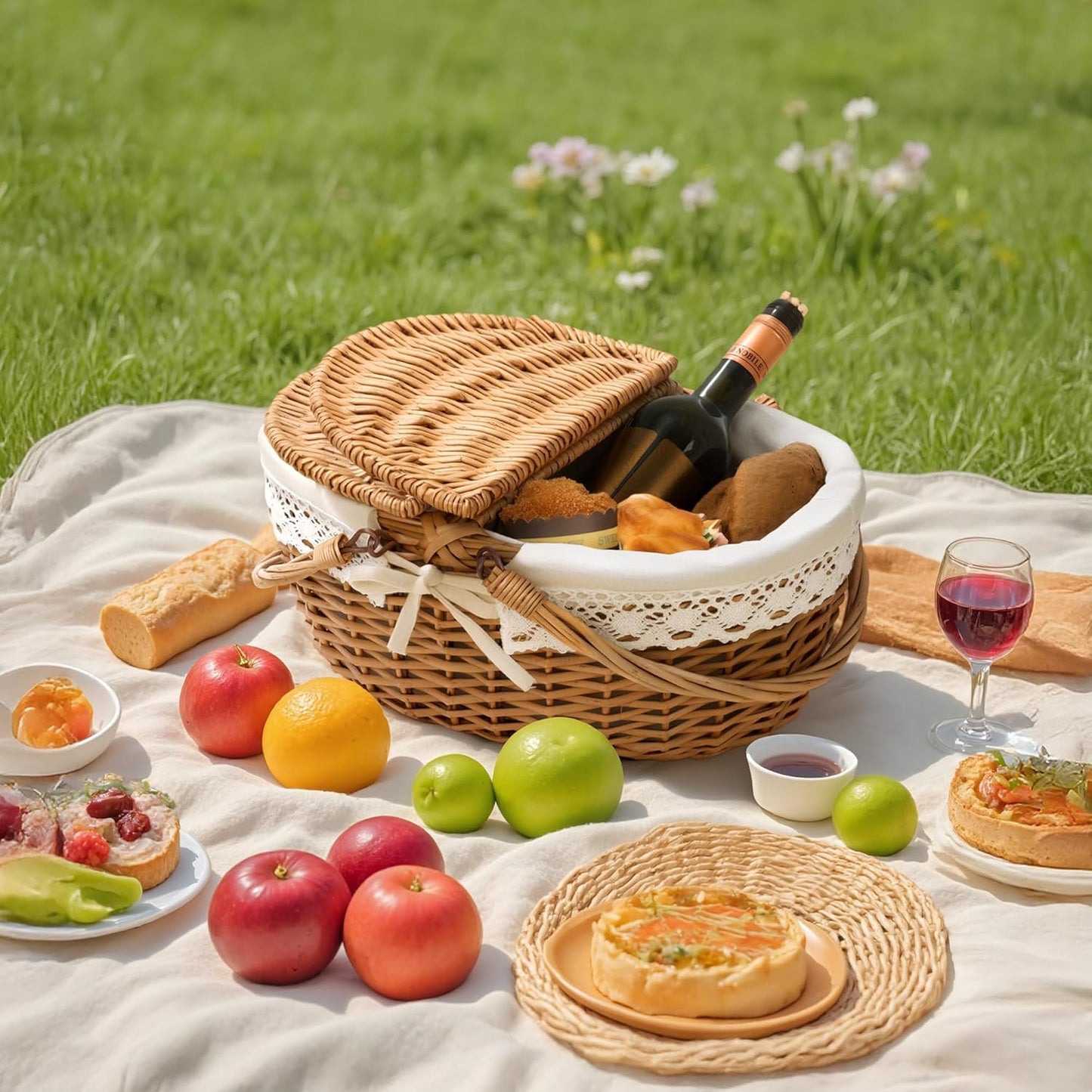 Woven Basket / Wicker Basket / White / Regular