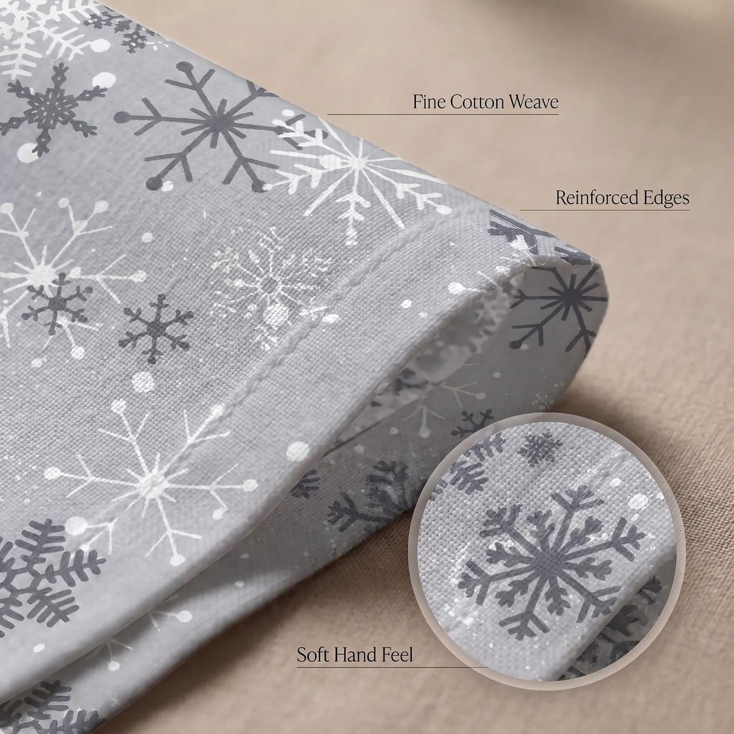 Urban Villa Cloth Napkins Cotton 20x20 (Set of 12) Grey Snow Flake