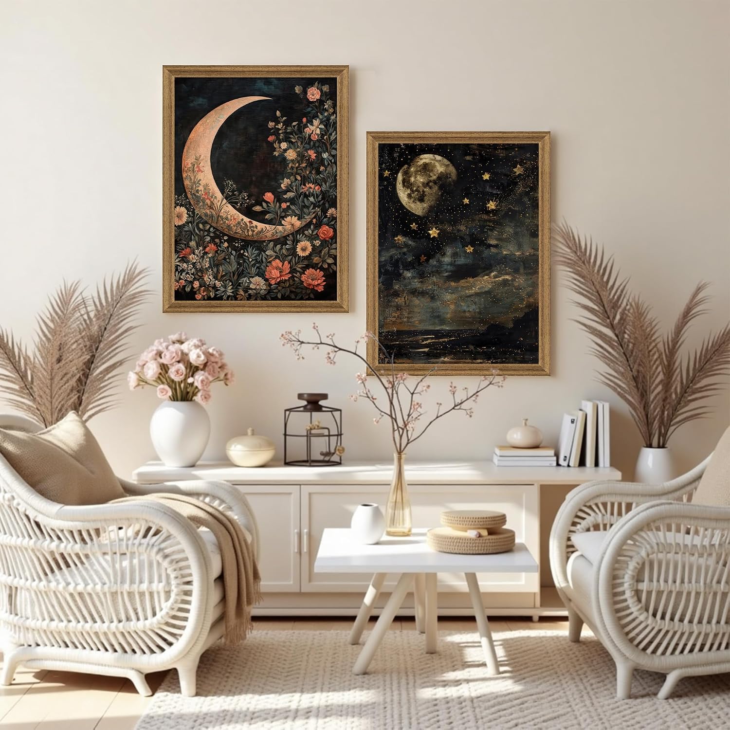 Wood Framed Celestial Decor / 16"L x 12"W / Star
