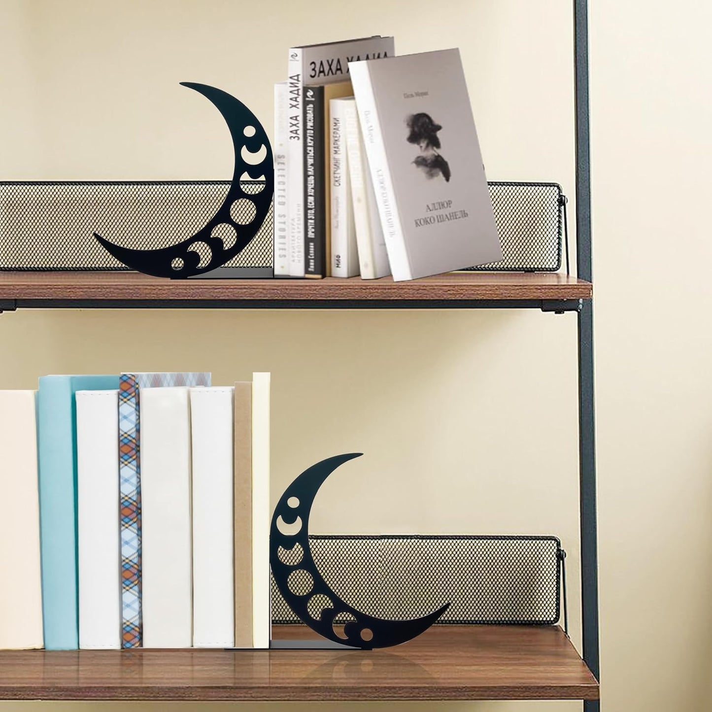 Moon Bookends Moon Phase Metal Decor Moon Book Ends