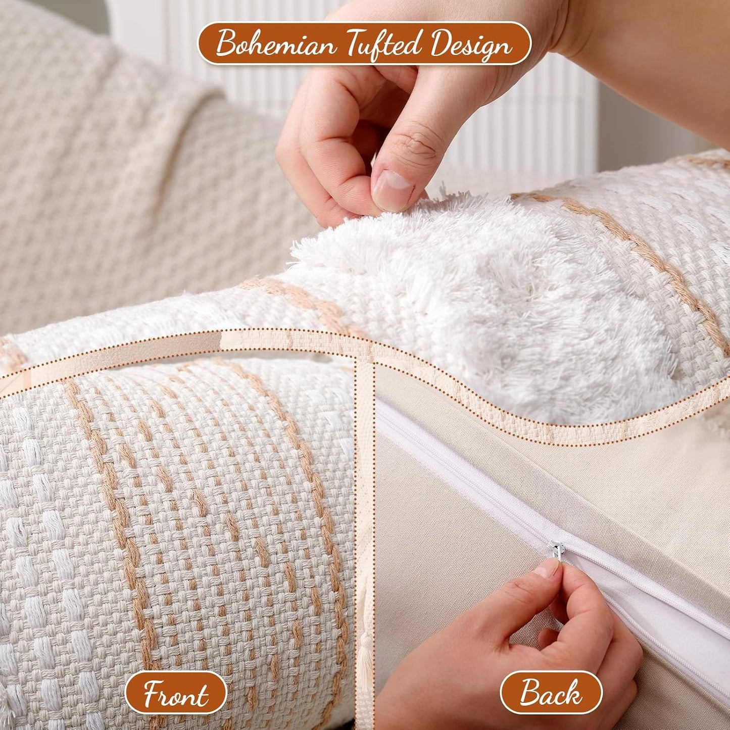 Lumbar Pillow Cover / Cream Beige / 14 x 36