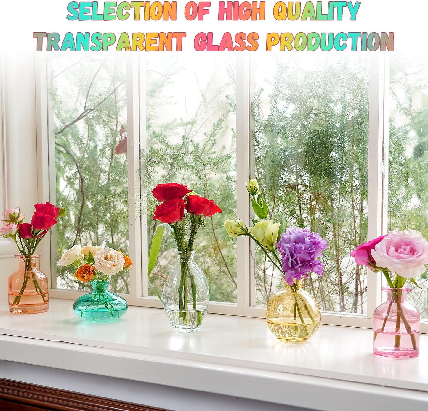 Colored Glass Vases / Set of 24
