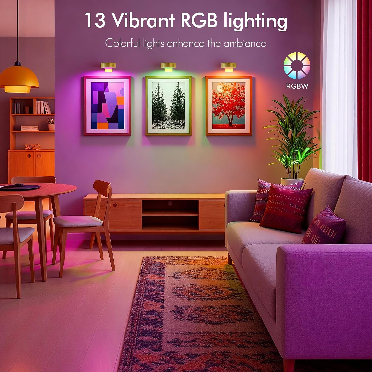 Picture Lights for Wall, Rechargeable Battery Wireless Poster Lights, Gold | LED Magnetic Painting Light with Remote