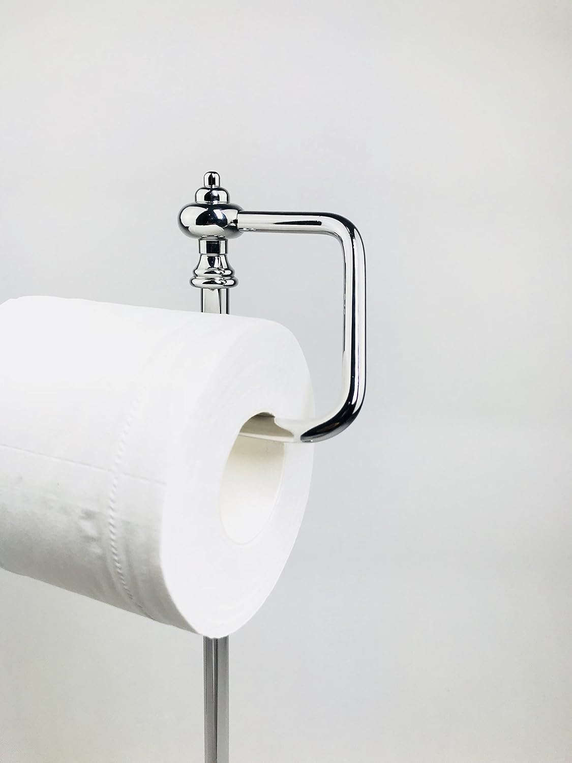 SunnyPoint Bathroom Free Standing Toilet Tissue Paper Roll Holder Stand with Reserve Function, Chrome Finish