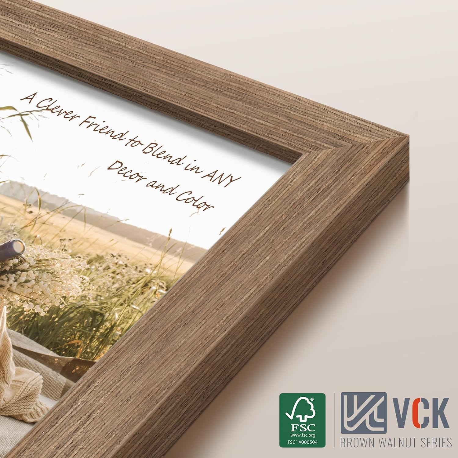 VCK 16x20 Frames Walnut 4 Pack, Wide Thick Wood Border, for Poster/Prints | Exclusive Woodgrain, Wall Hanging, HD
