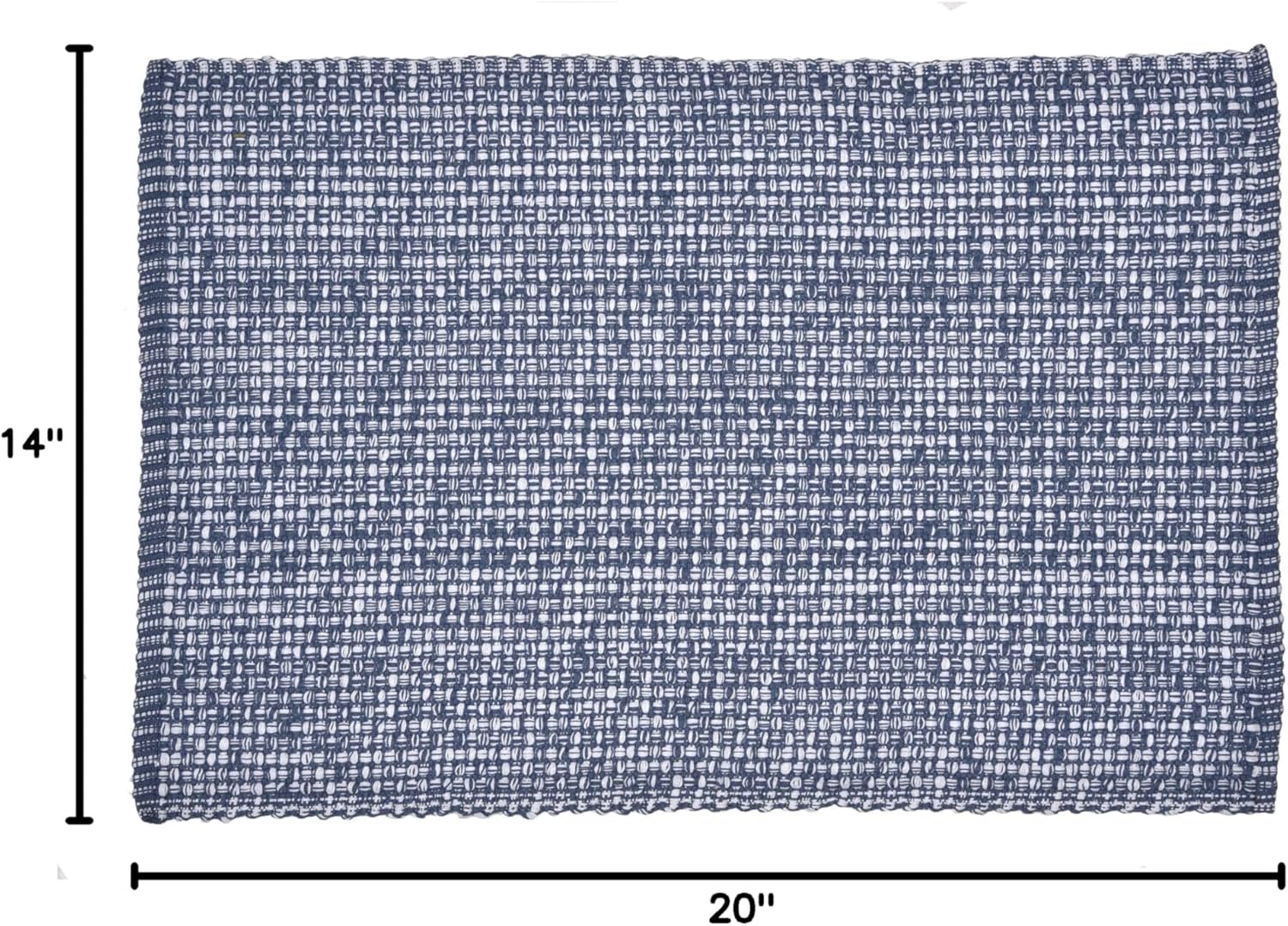 Urban Villa Two Tone Placemat Cotton Tablemat 14x20 (Set of 6) Blue White