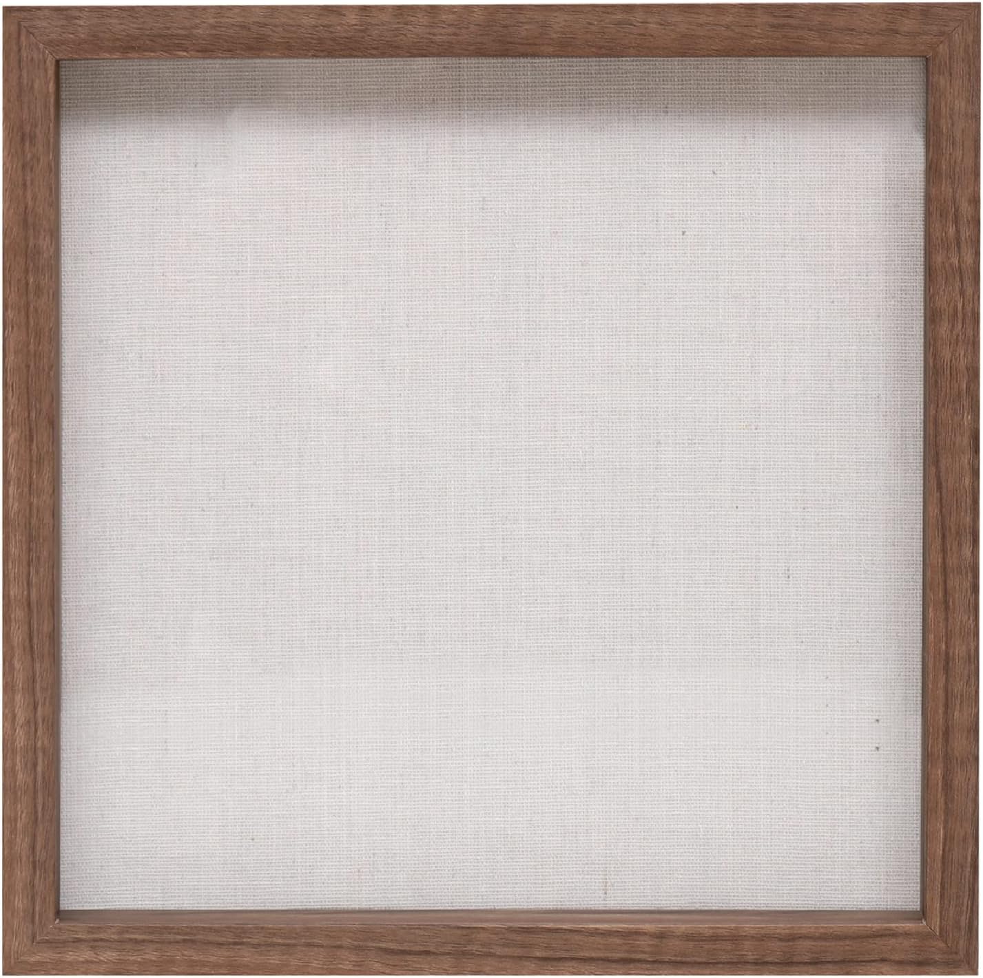 Muzilife 12x12 Shadow Box Picture Frame with Linen Board - Deep Wood & Glass Display Rustic Case Ready to Hang