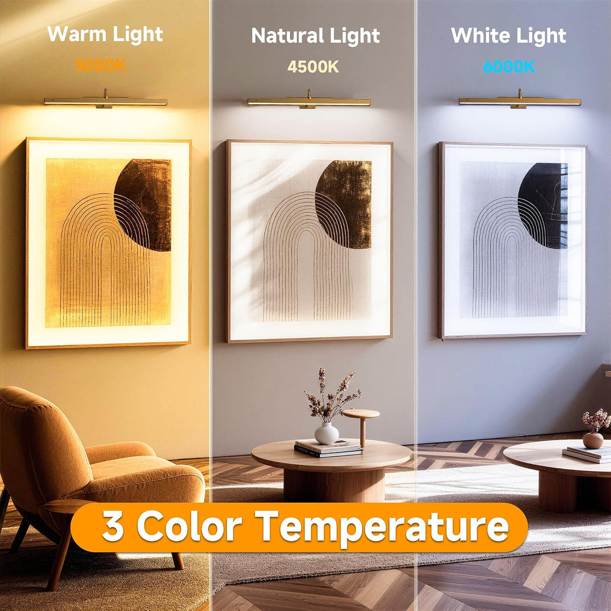 Art Light for Wall Picture, 6000mAh Rechargeable Wireless Wall Sconce,Battery Operated Remote Dimmable Lighting for