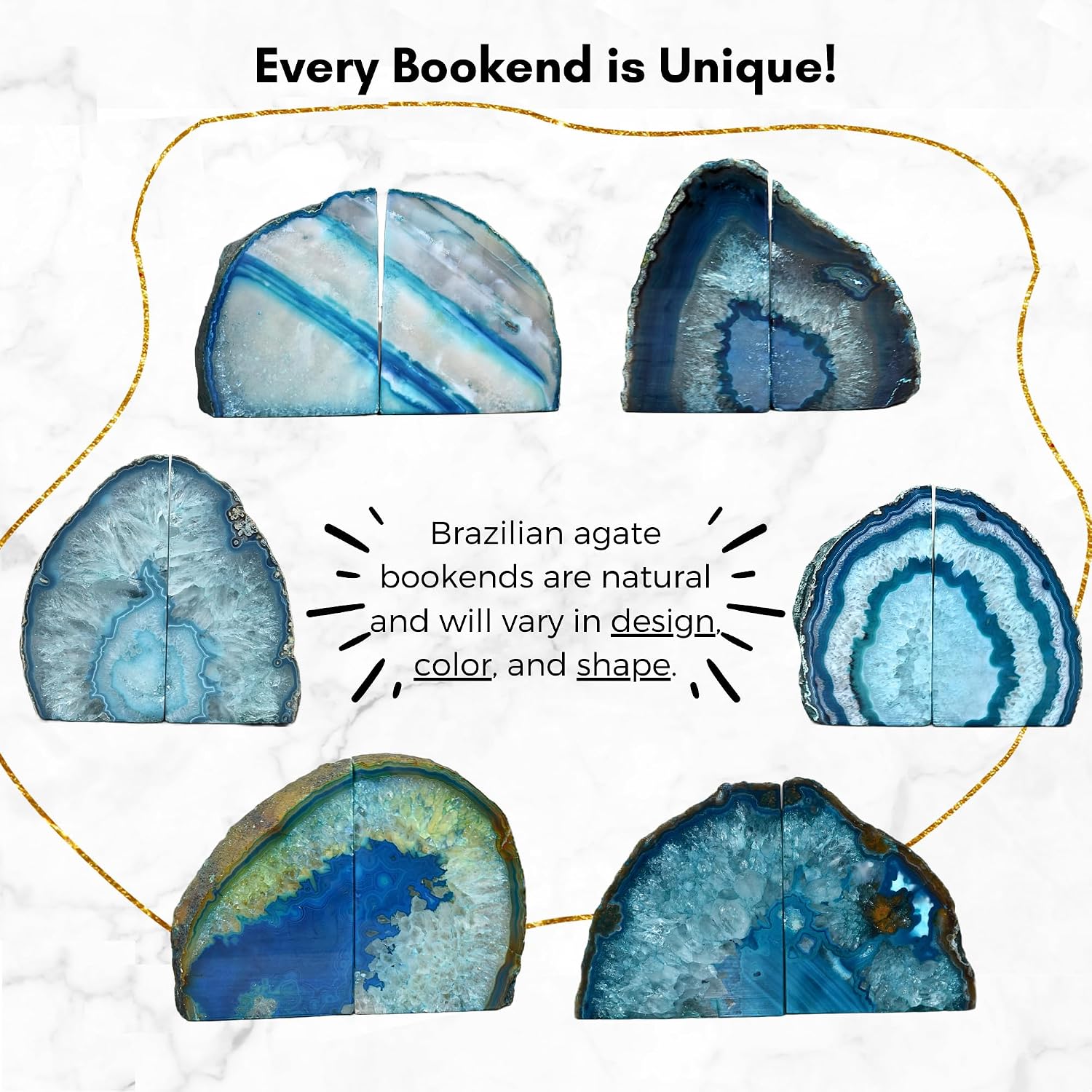 Agate Bookends / A-Quality XL Heavy Duty Geode / Teal / A Grade 6 - 8 Lbs