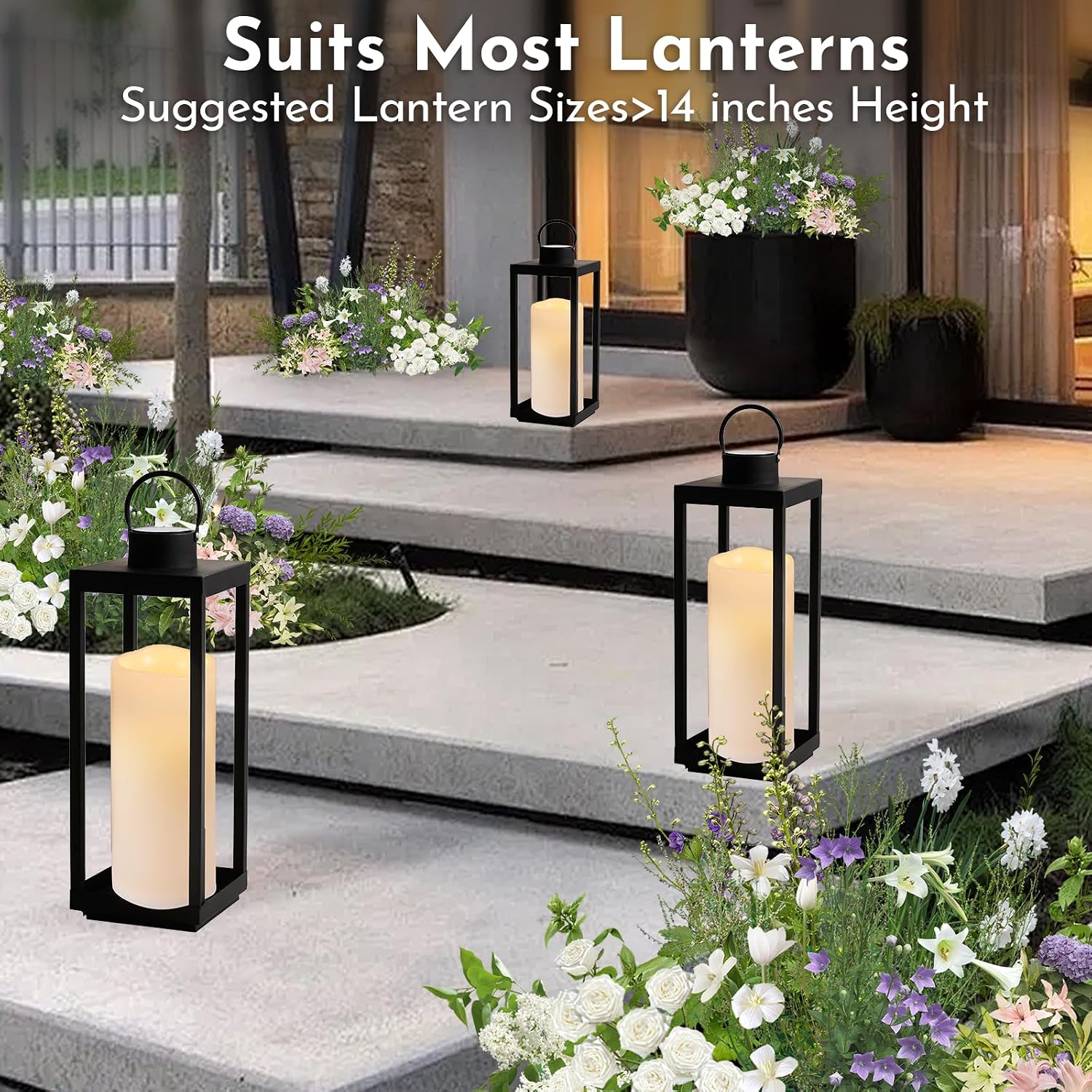 NURADA Large Outdoor Flameless Candles 10" x 4" - Waterproof LED Pillar Flickering Candle Battery Operated with Timer
