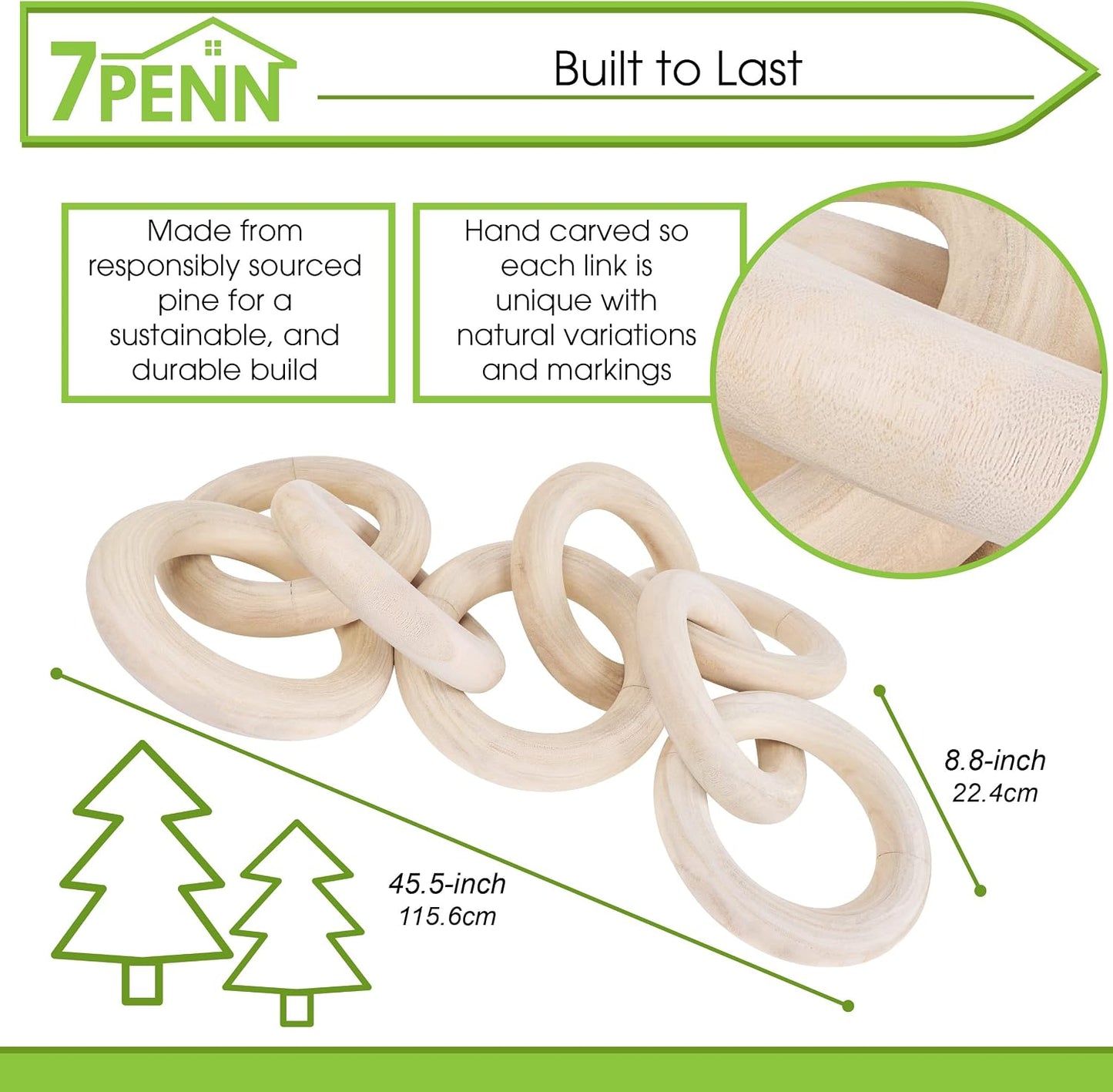 Wood Chain Link Decor / Large