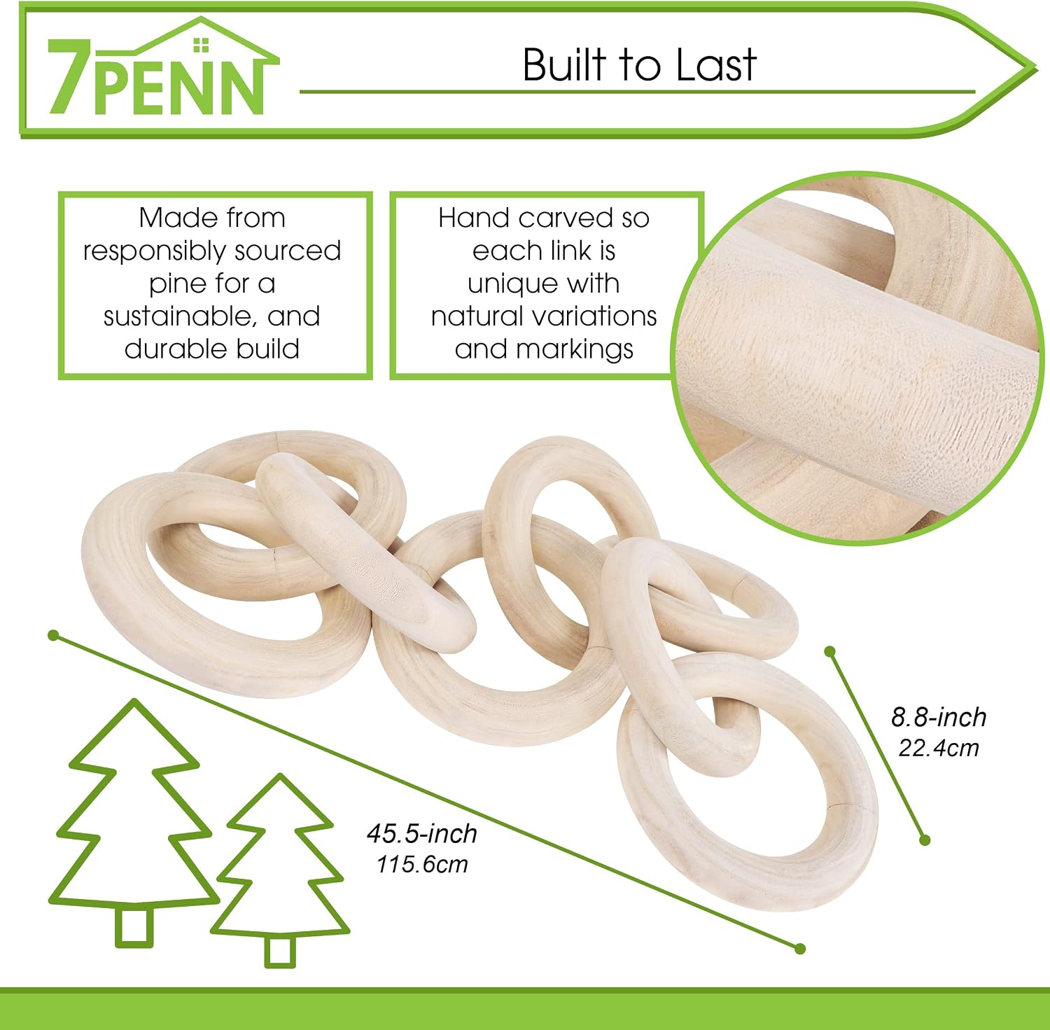 Wood Chain Link Decor / Large