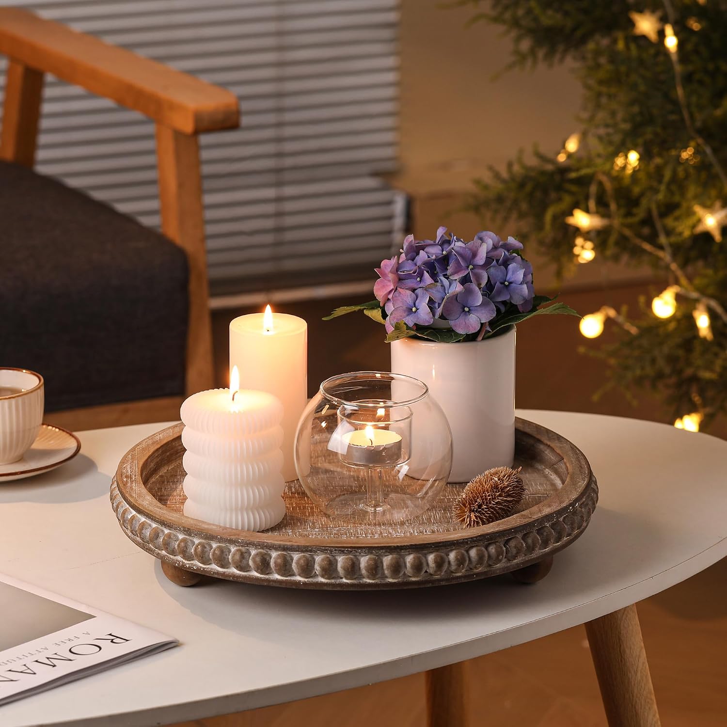 Wooden Coffee Table Tray Decor / Brown