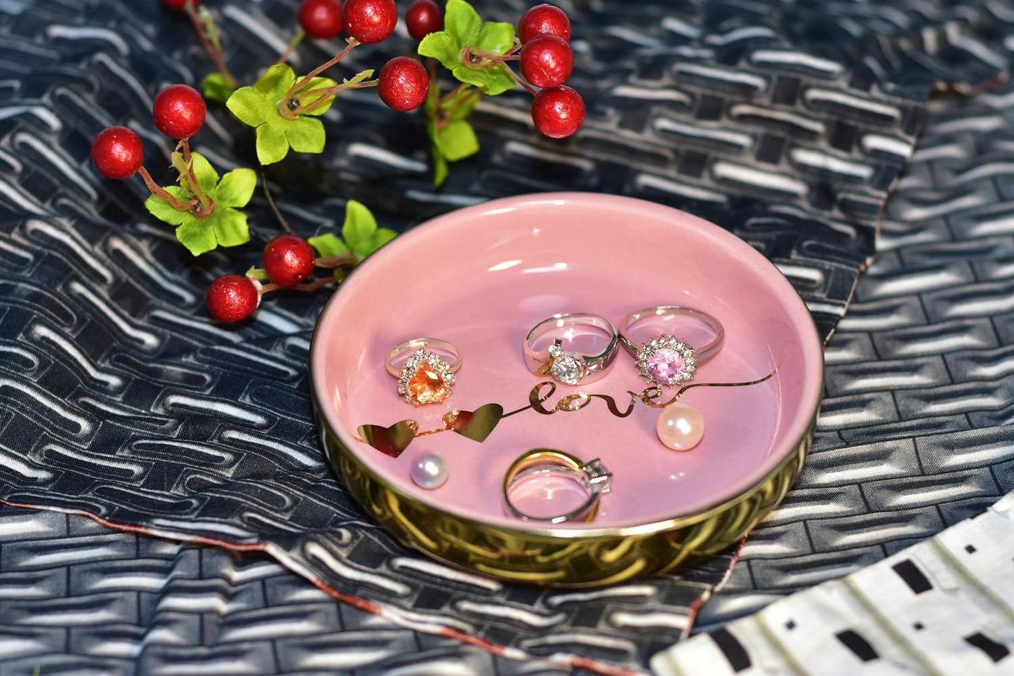 Ceramic Tray Love Dish Bowl Jewelry Holder Trinket Tray for Rings / One Size / Boutique Dish/love-1