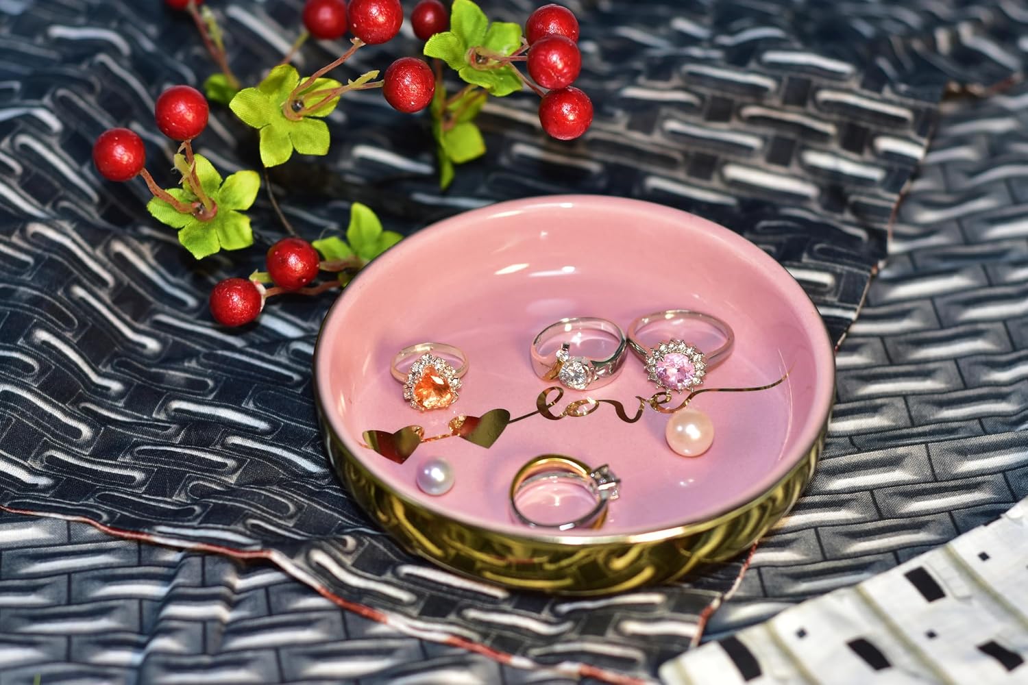 Ceramic Tray Love Dish Bowl Jewelry Holder Trinket Tray for Rings / One Size / Boutique Dish/love-1
