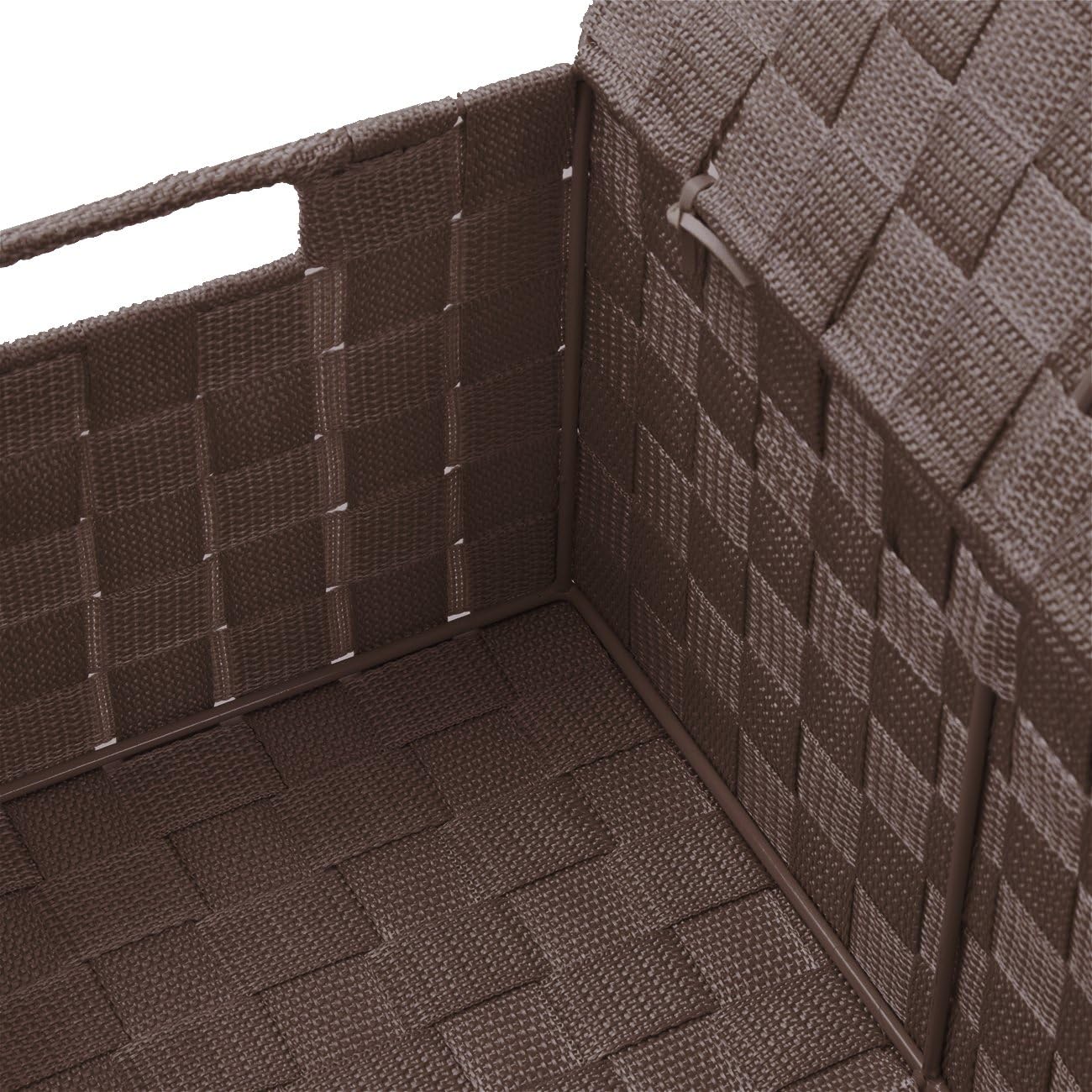 Hand-Woven Storage Baskets / Lid Bins / Chocolate / Set of 3