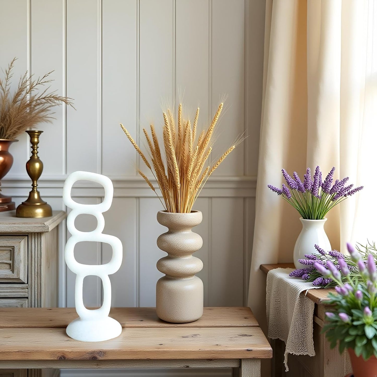 Modern Art Statue Table Decor / 14" Milky White