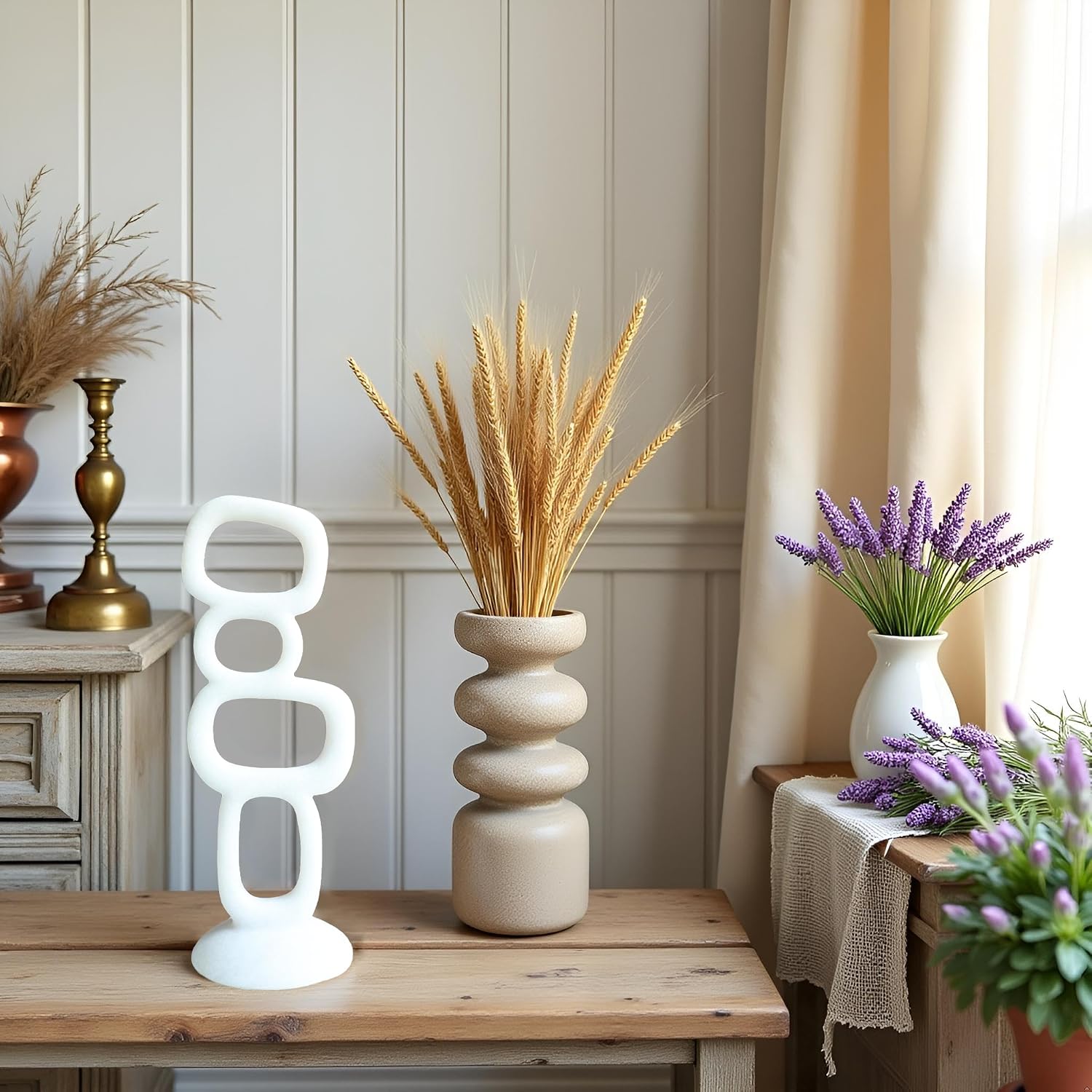 Modern Art Statue Table Decor / 14" Milky White