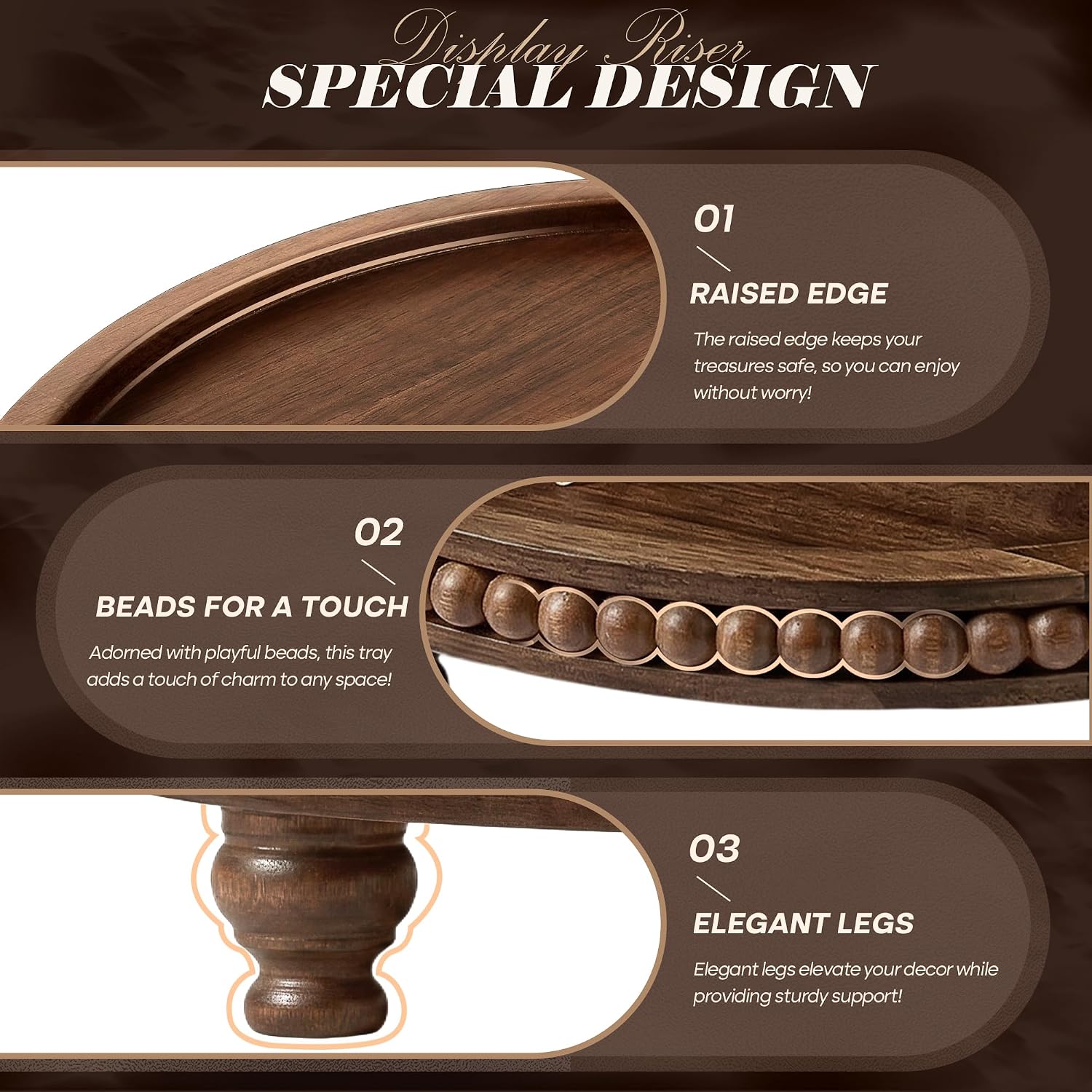 Cake Stand forCoffee Table / Darkacacia / Set of 2