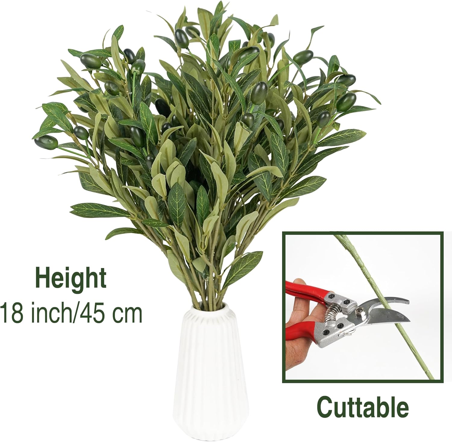 Greenery Vase / Spring Branches Decor for Vase / 18 Inches / Green / Set of 6
