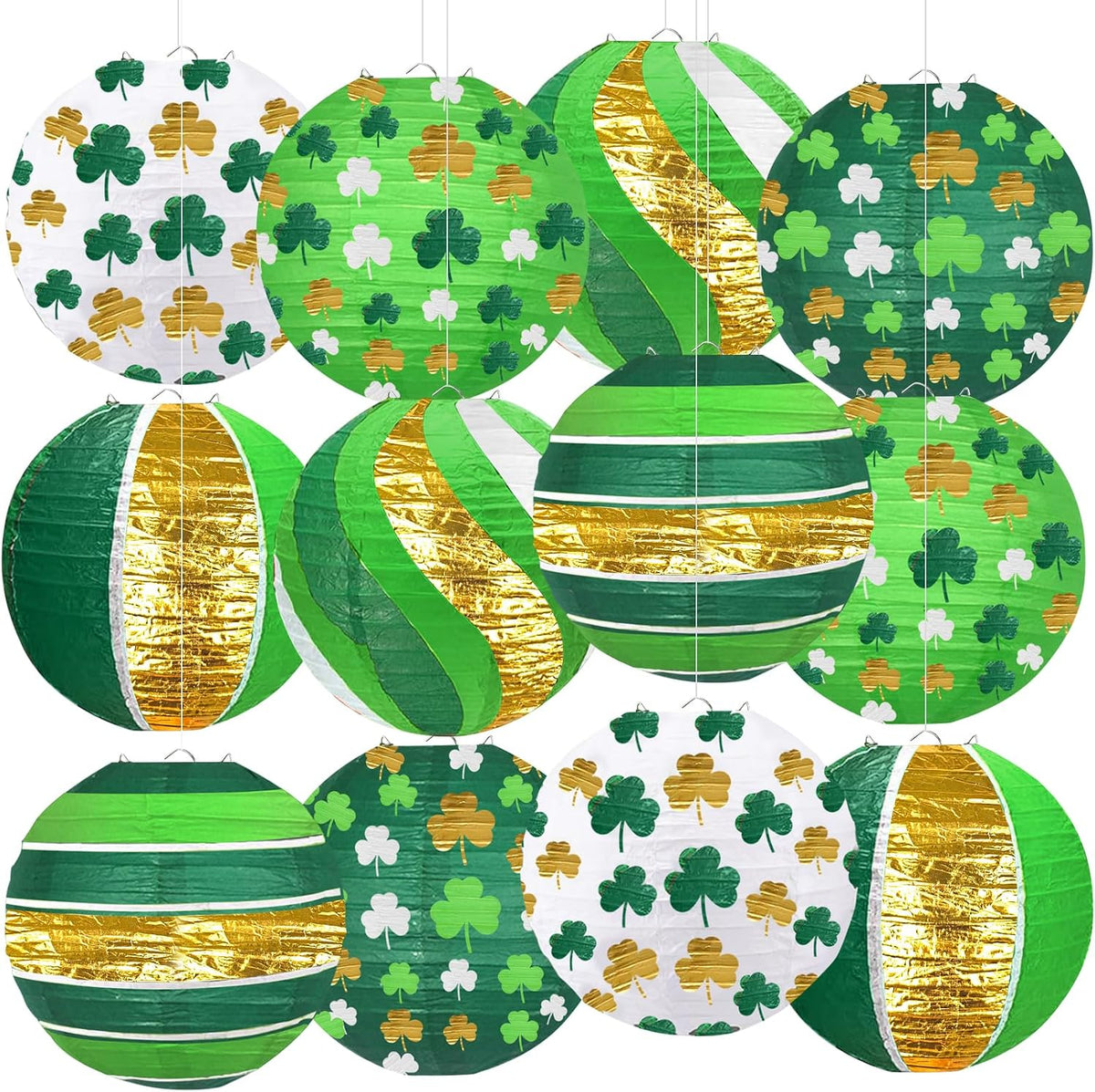 12 Pack St. Patrick's Day Decorations, Green Paper Lanterns