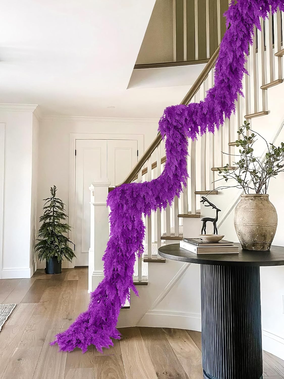 9Ft Christmas Cedar Garland,Purple Real Touch Soft Christmas Decorations | Realistic Thick Full Lush Artificial