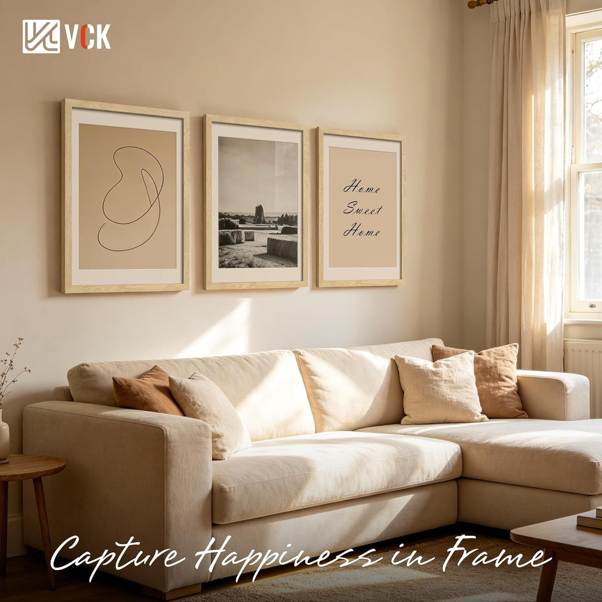 VCK 16x24 Picture Frames Set of 6, Natural Solid Wood, Wall Hanging | Wide Border, Light Woodgrain, Shatterproof