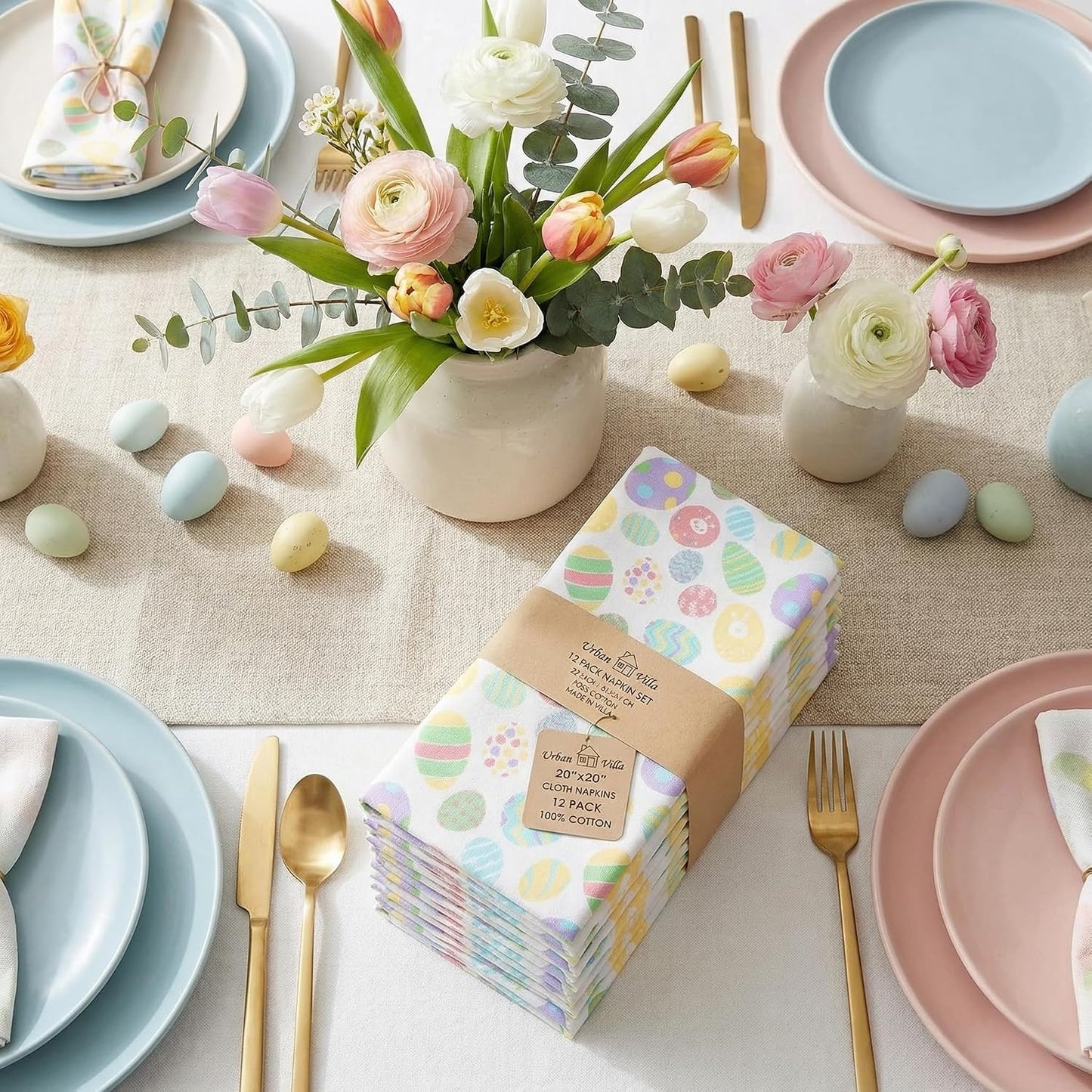 Urban Villa Cloth Napkins Cotton 20x20 (Set of 12) Egg Print