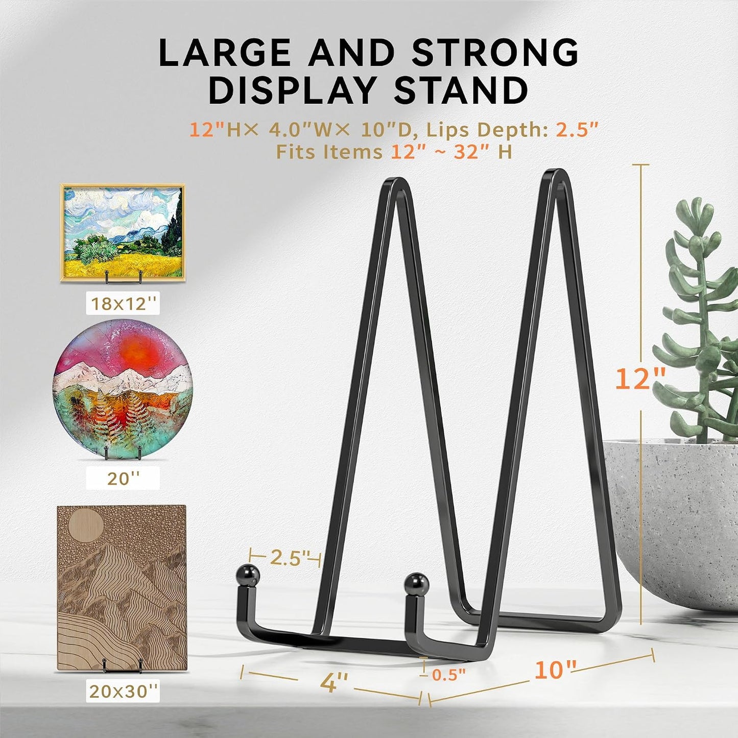 IPAME 12 Inch Large Plate Stands for Display - Metal Picture Frame Easel Stands for Plates, Books, Platters, Plaques