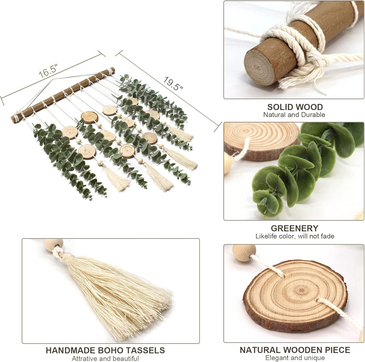 Artificial Eucalyptus Wall Decor Fake Greenery Leaves Stems Wall Hanging Plants / 16.5 Inch