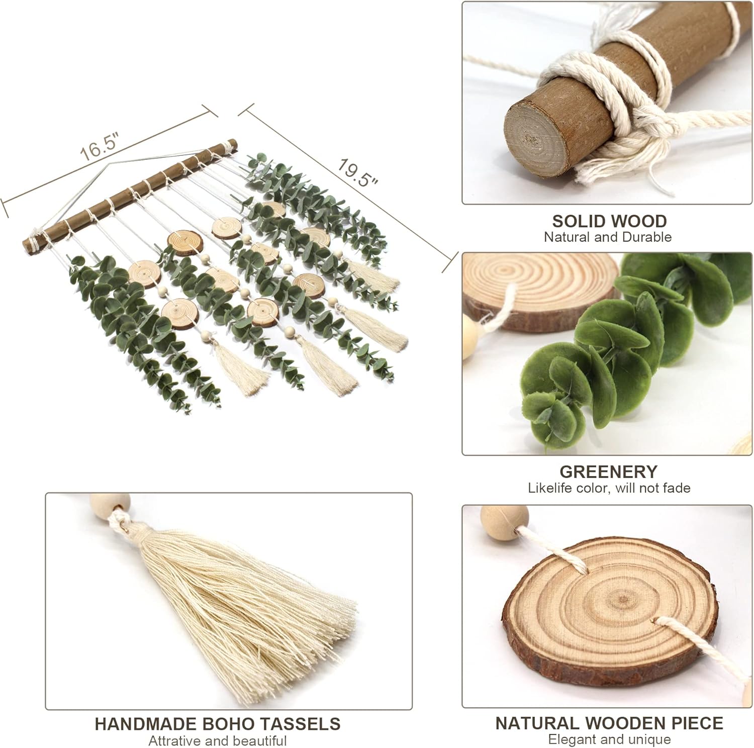 Artificial Eucalyptus Wall Decor Fake Greenery Leaves Stems Wall Hanging Plants / 16.5 Inch