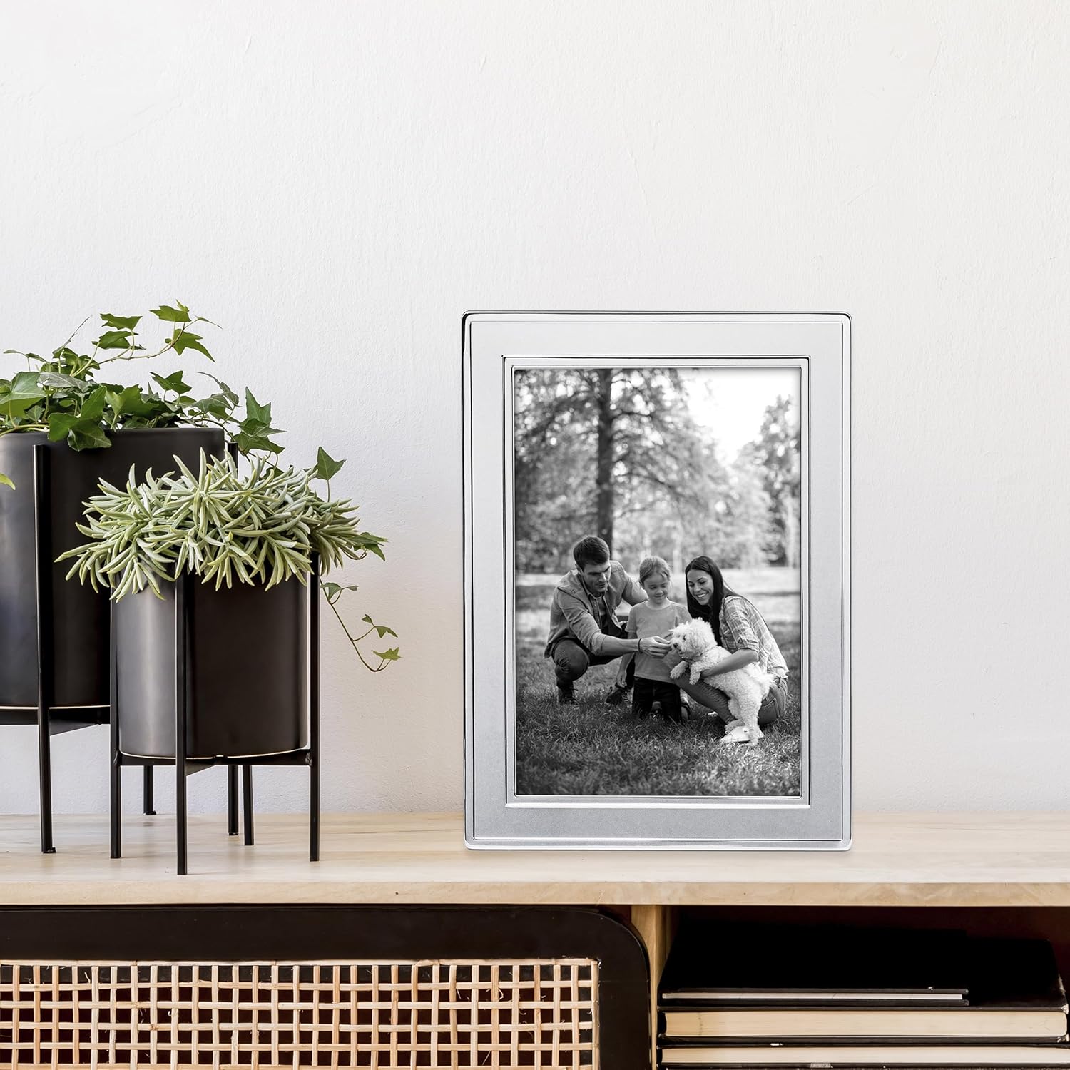 Siena Double Border Bead Silver Picture Frame, Tarnish Resistant Finish, Perfect Photo Frame for any End Table