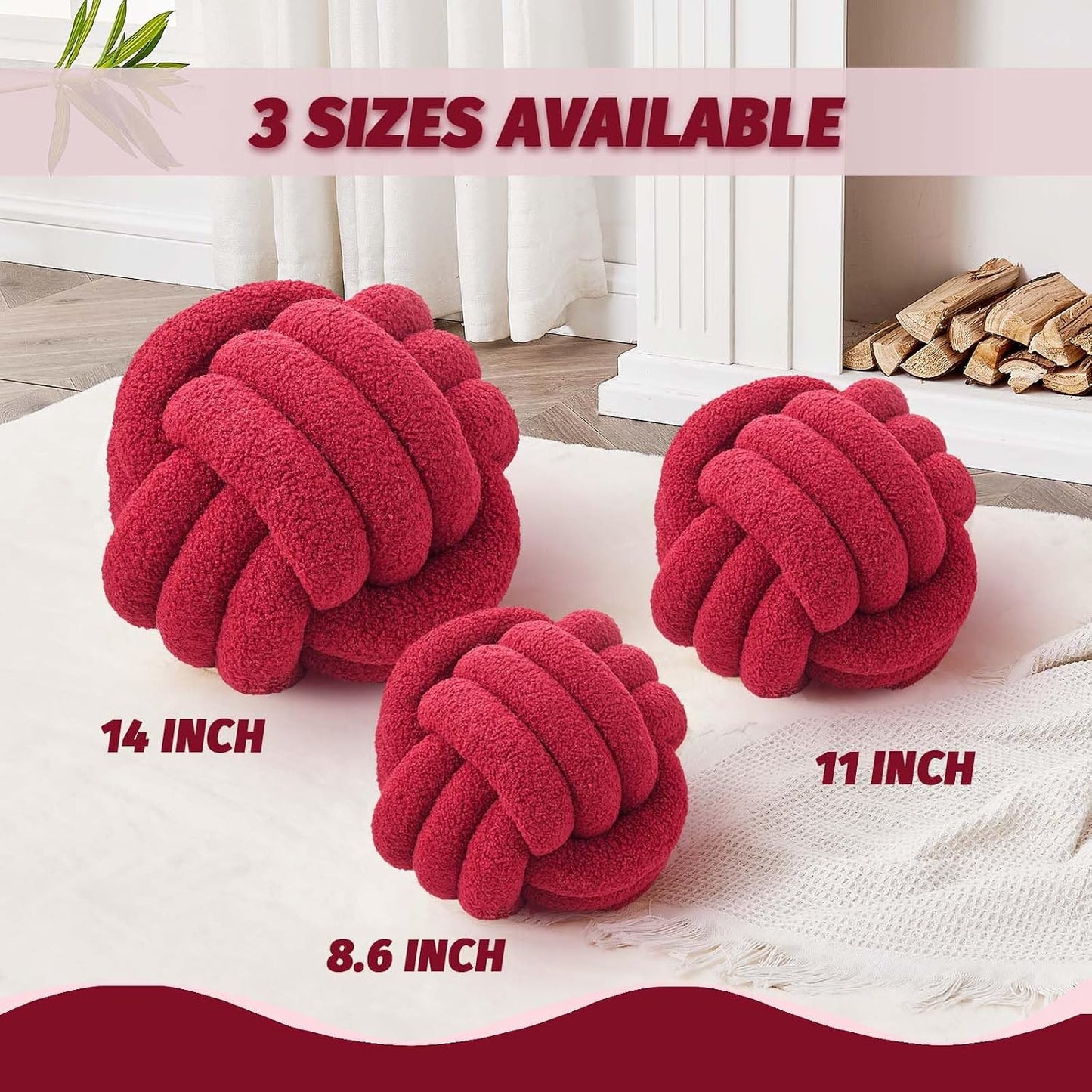Round Boucle Pillow / Burgundy / Small