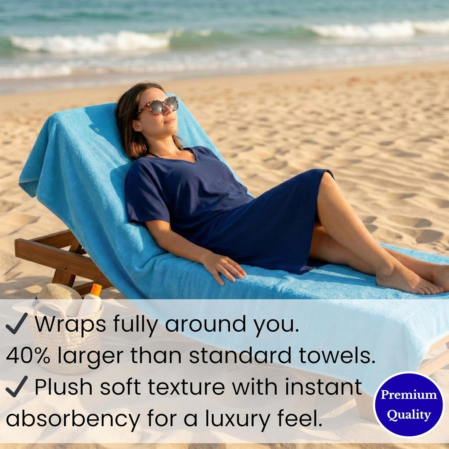 SALBAKOS Luxury 100% Turkish Cotton Bath Sheet 40x80 (1-Piece, Aqua Blue) | Extra Large Jumbo Oversized Bathroom and