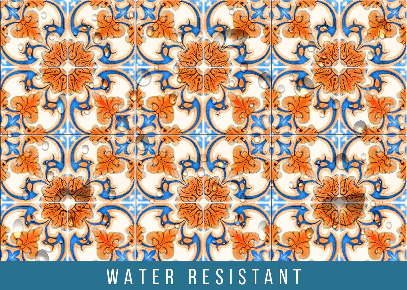 Backsplash Peel and Stick Tile Stickers 24 PC Set Authentic Tile Decals / 4 x 4 / Vintage Orange H7