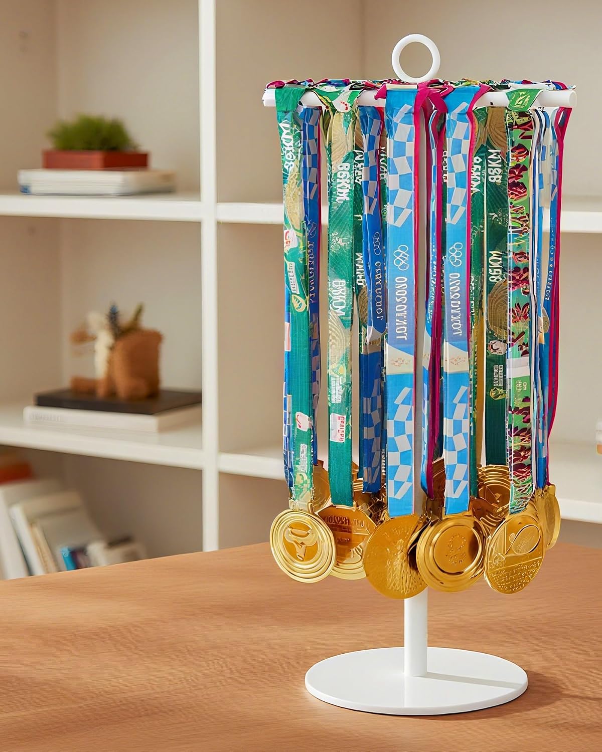 Rotatable Medal Hanger Display – Adjustable Medal Honor Display – Desktop Metal Medal Holder for Running, Sports