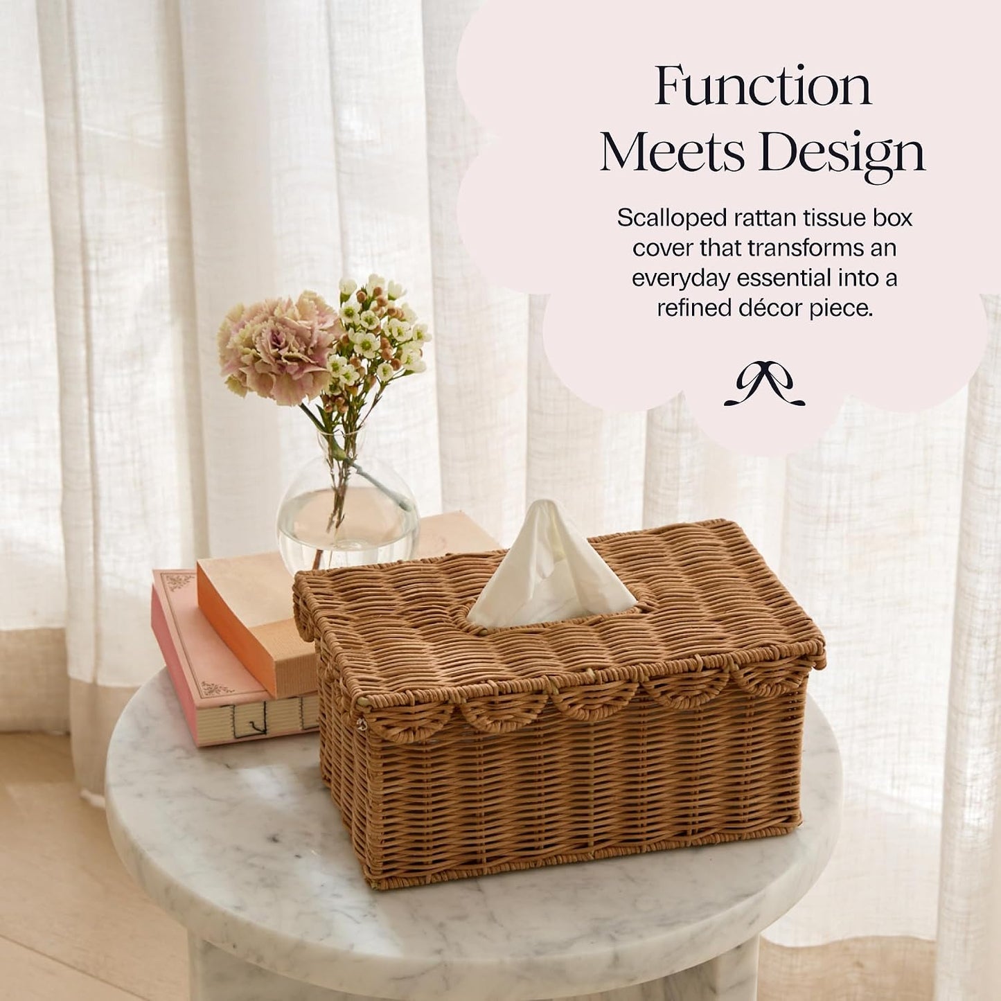 Rattan Tissue Box Cover Rectangle / Mocca / 8.6 x 5 x 4