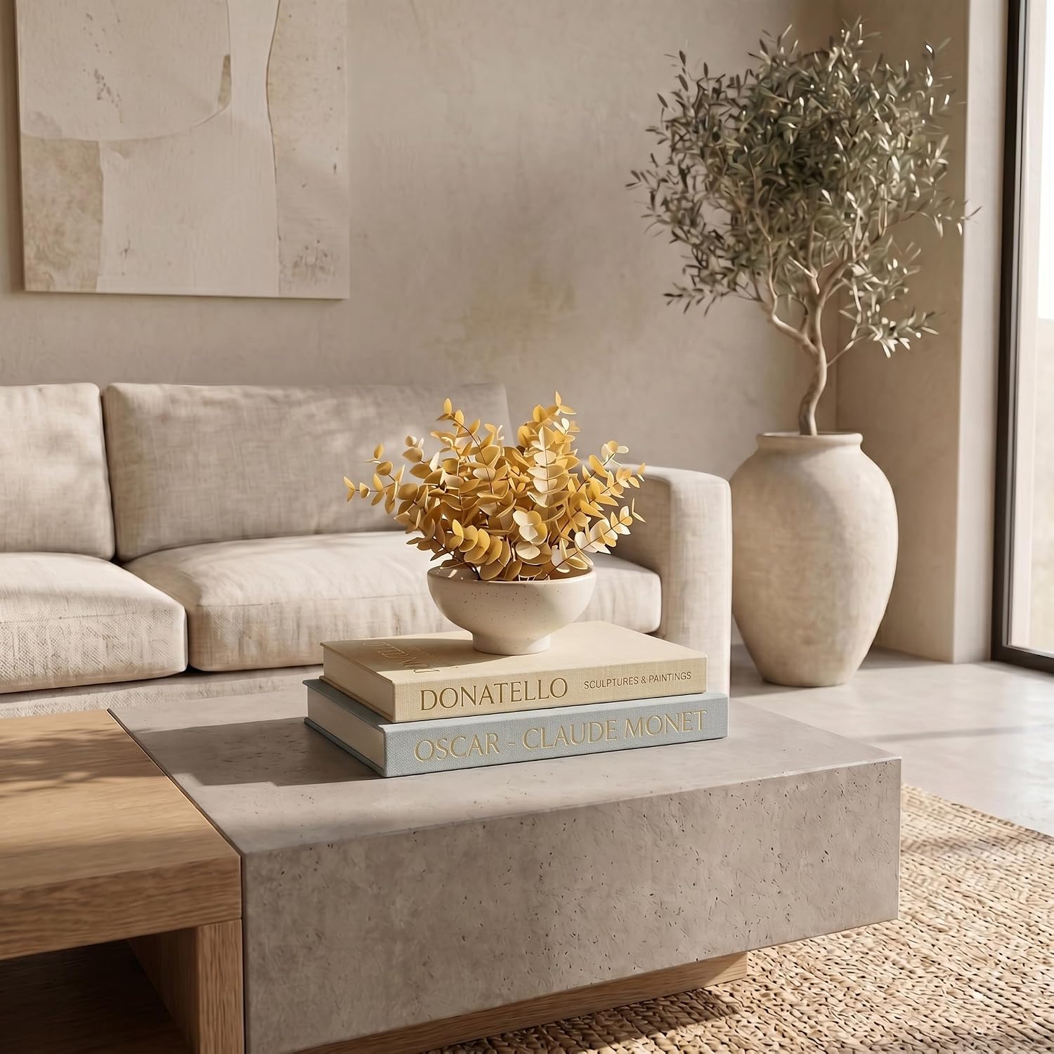 Faux Books for Decoration / Green - Beige / Set of 2