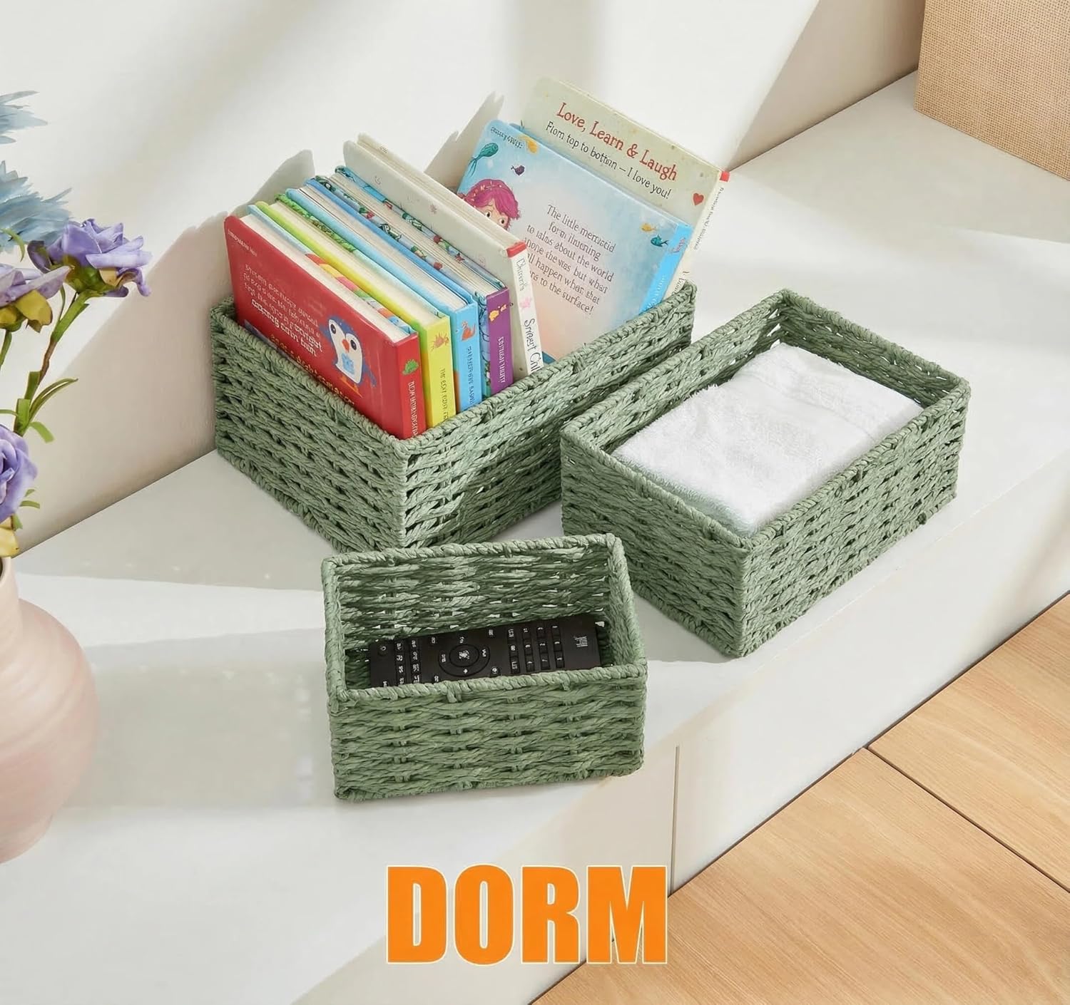 Woven Storage Basket / Green / Set of 3