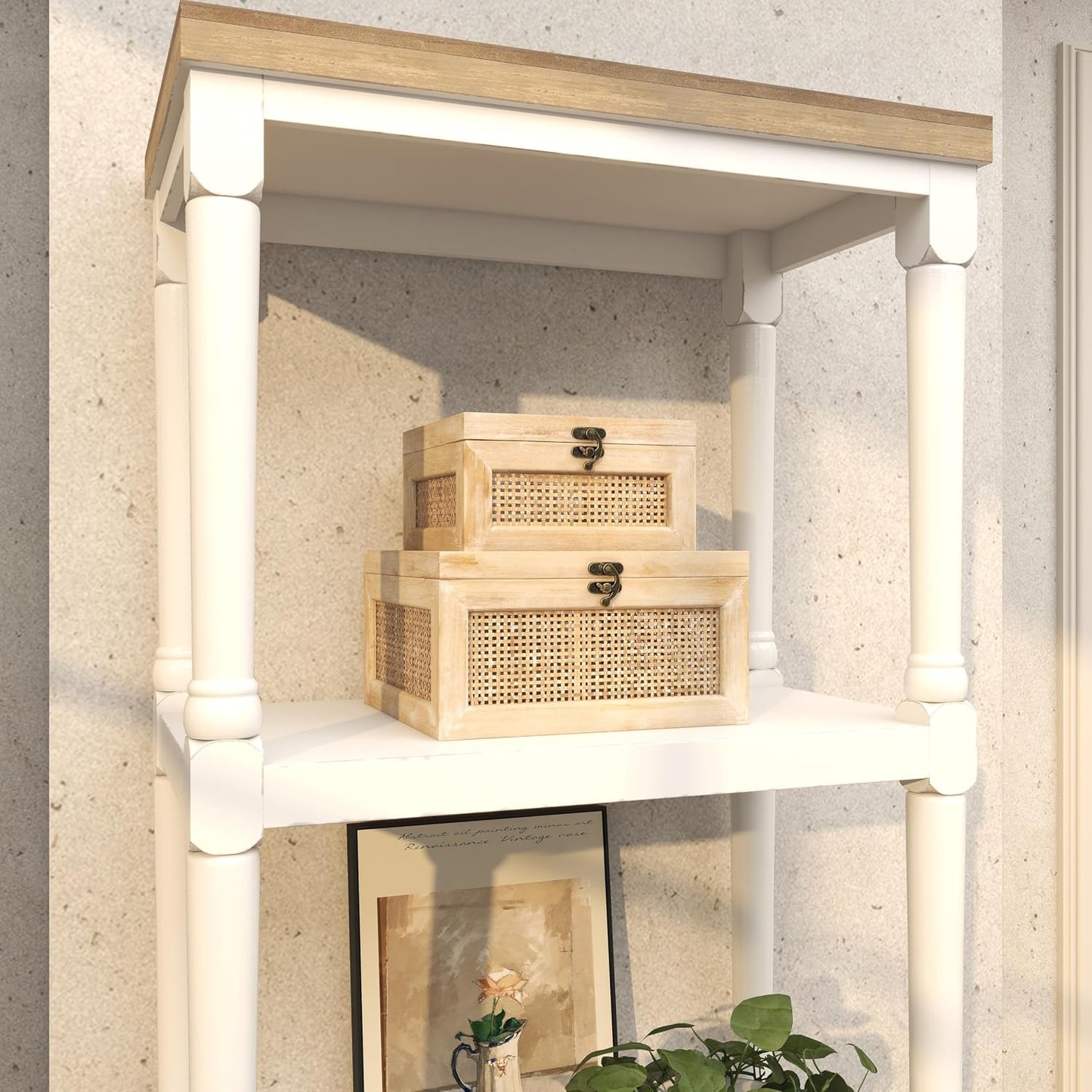 Rattan Side Panels and Hook Closures / 9", 7"W / Bronze