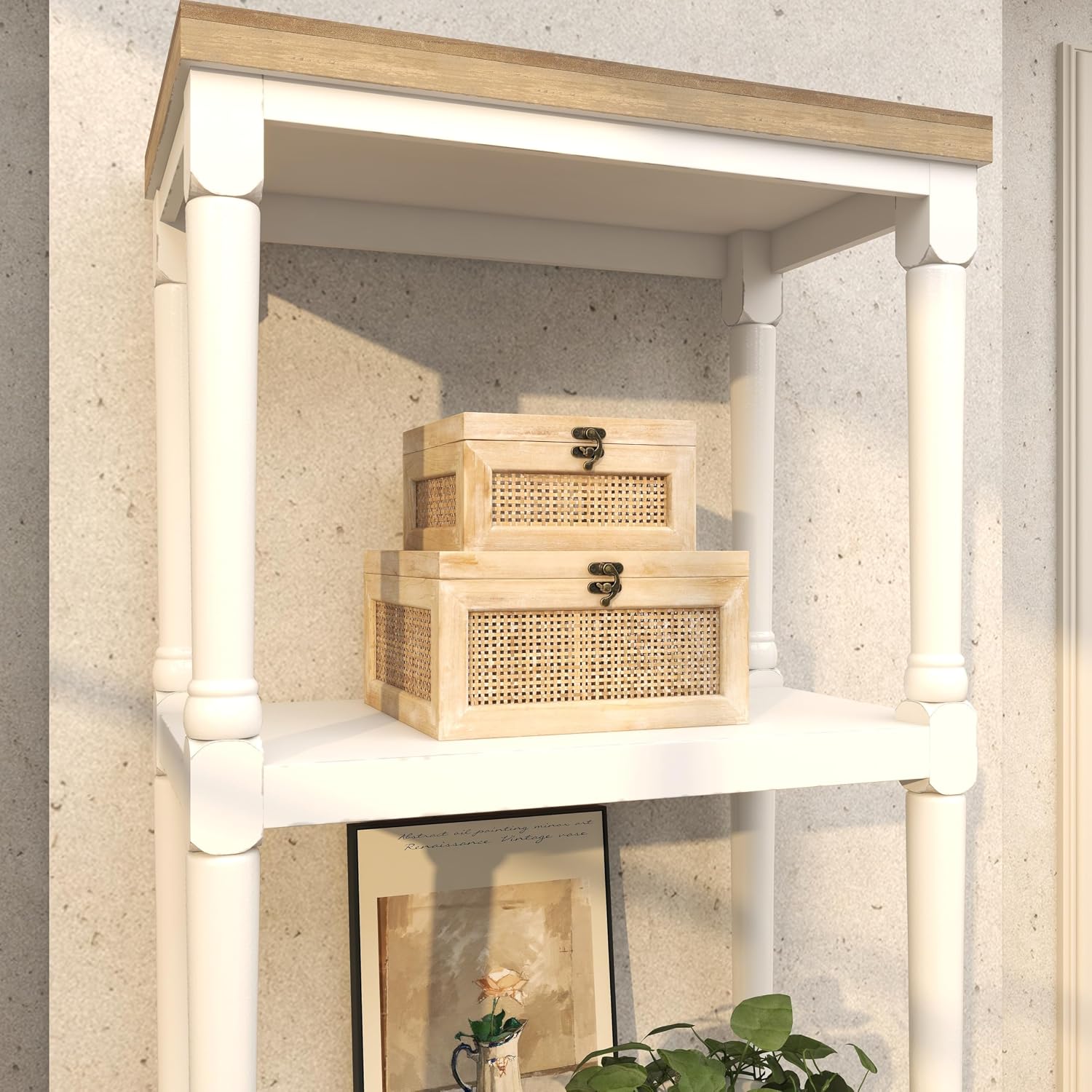 Rattan Side Panels and Hook Closures / 9", 7"W / Bronze