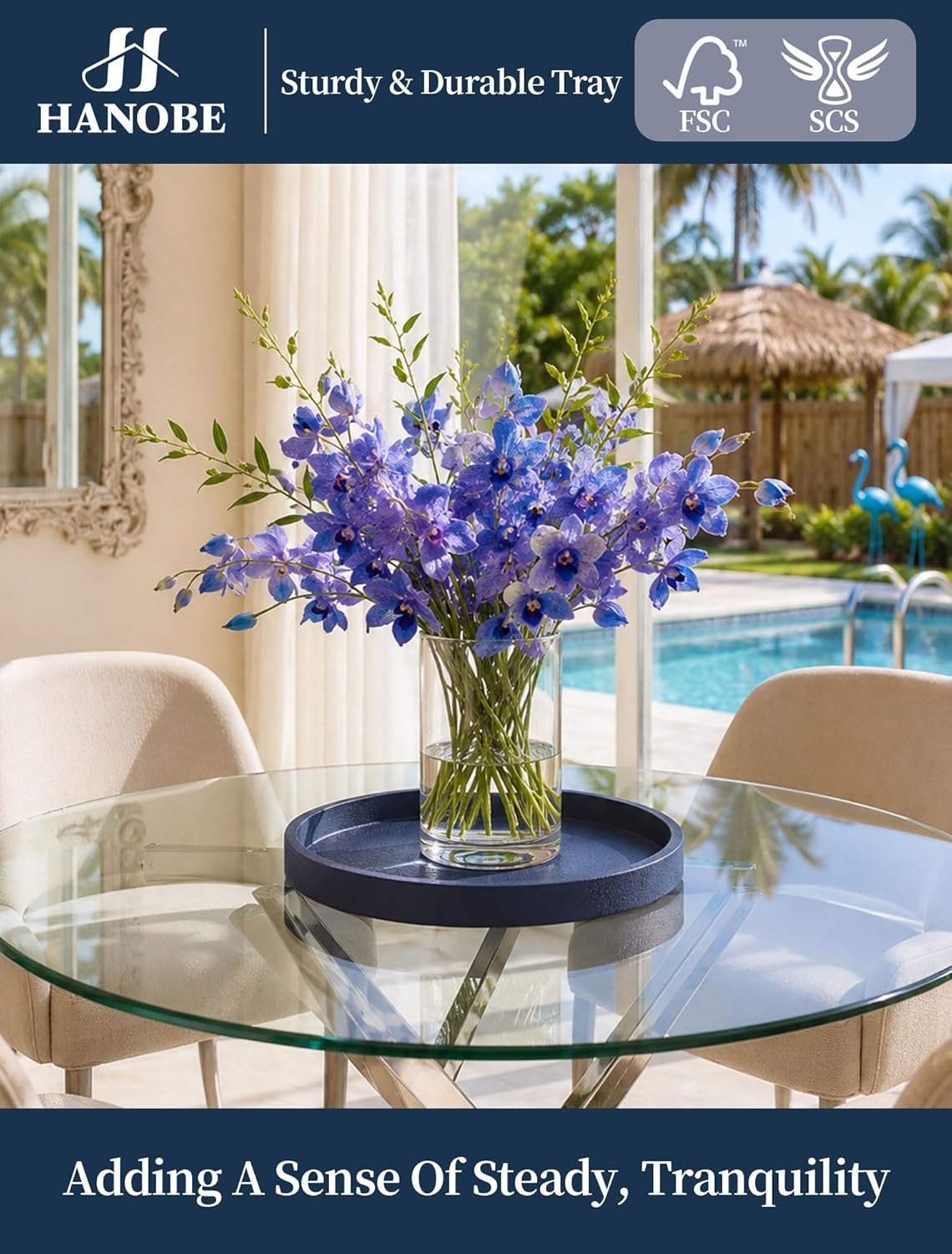 Round Tray / Decorative Trays / Navy Blue