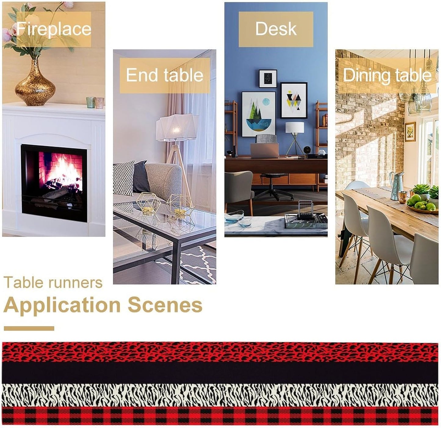 Leopard Print Table Runner Red Black Zebra Stripe Cheetah Print African Wildlife Pattern Geometric Splice Pattern